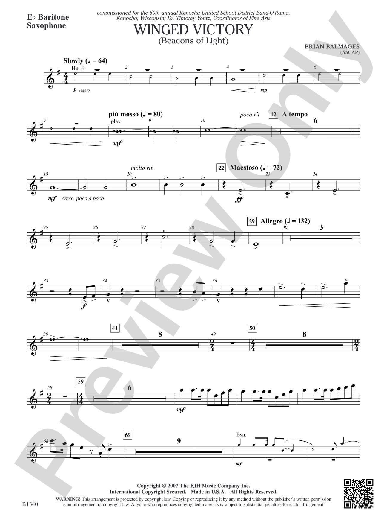 Winged Victory (Beacons of Light): E-flat Baritone Saxophone