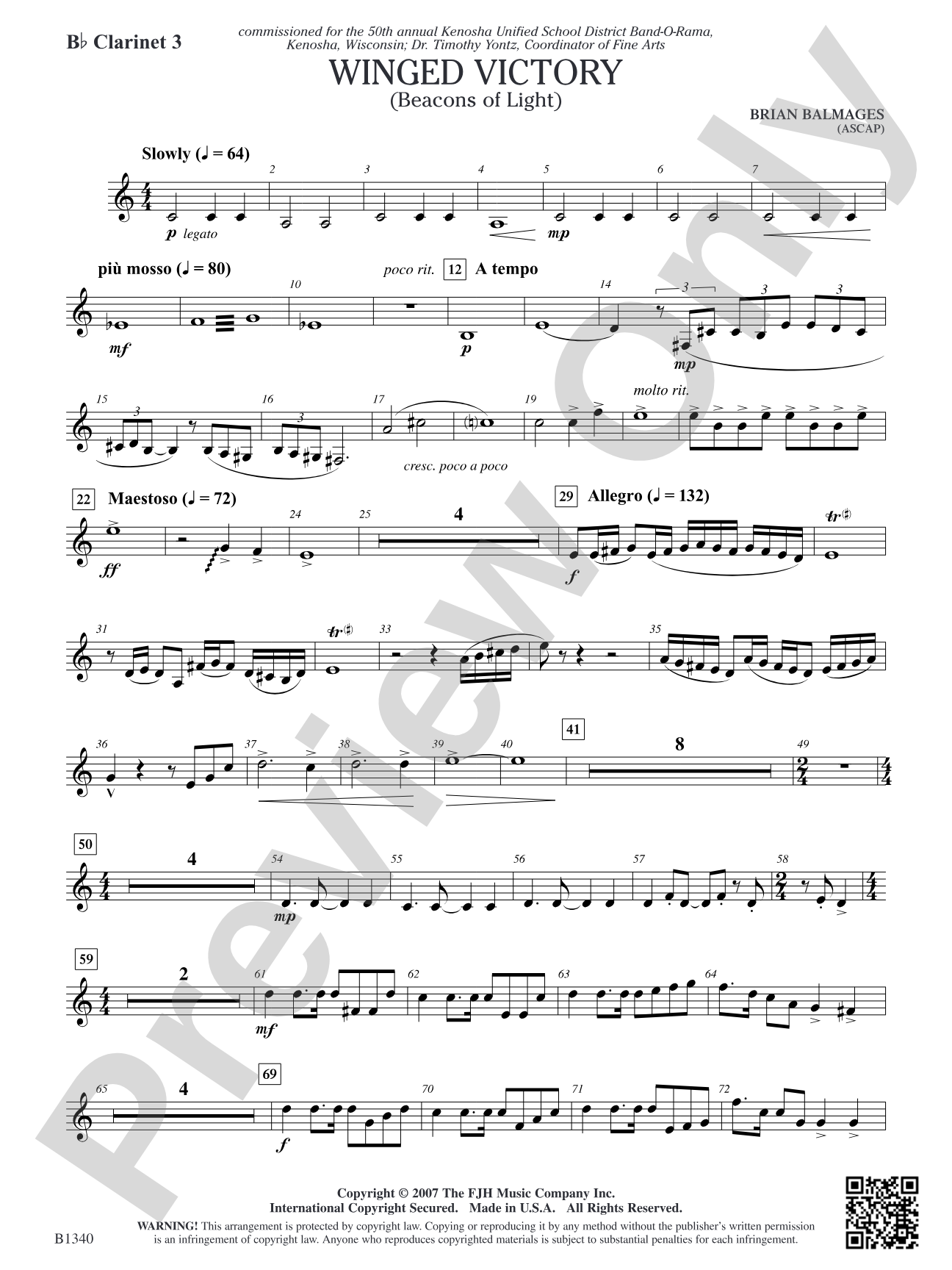 Winged Victory (Beacons of Light): B-flat Clarinet 3