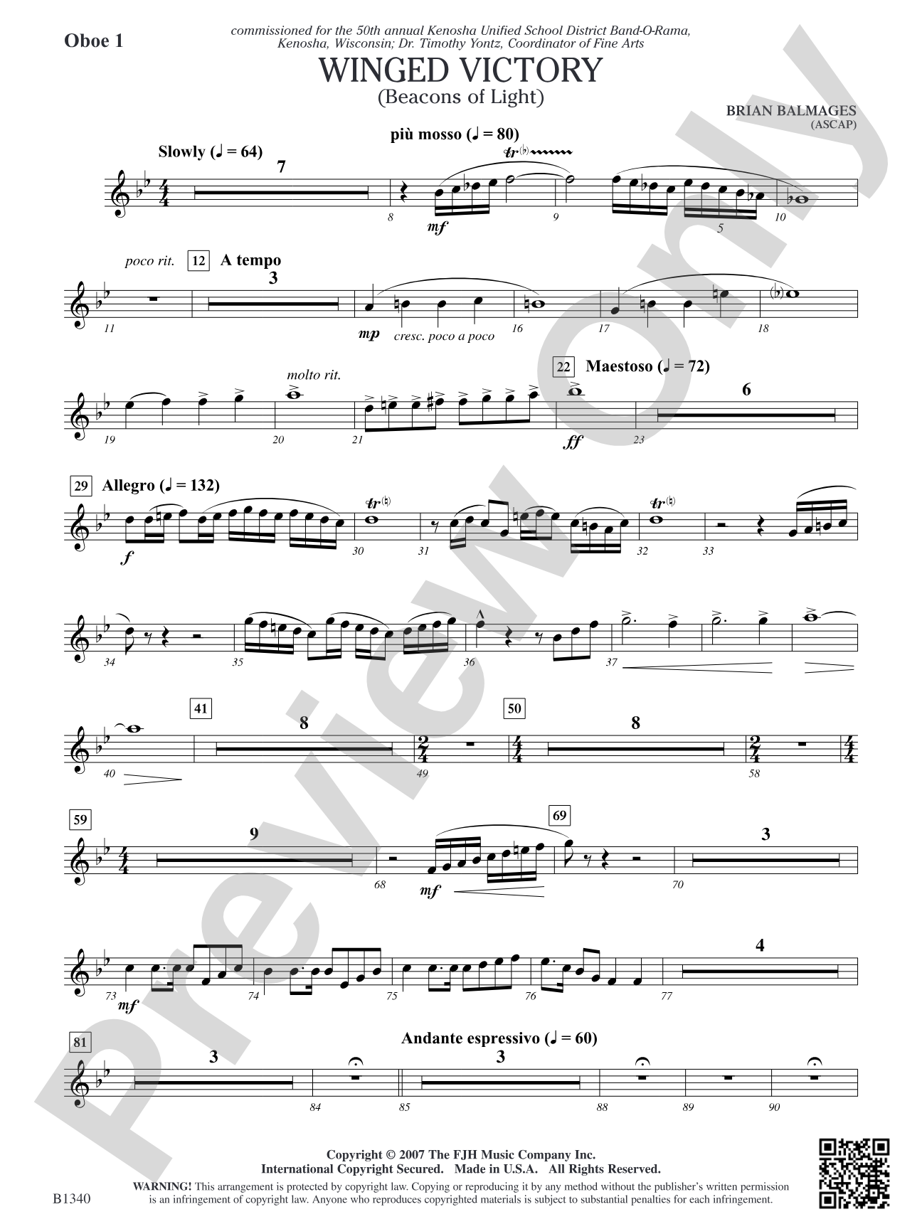 Winged Victory (Beacons of Light): Oboe 1