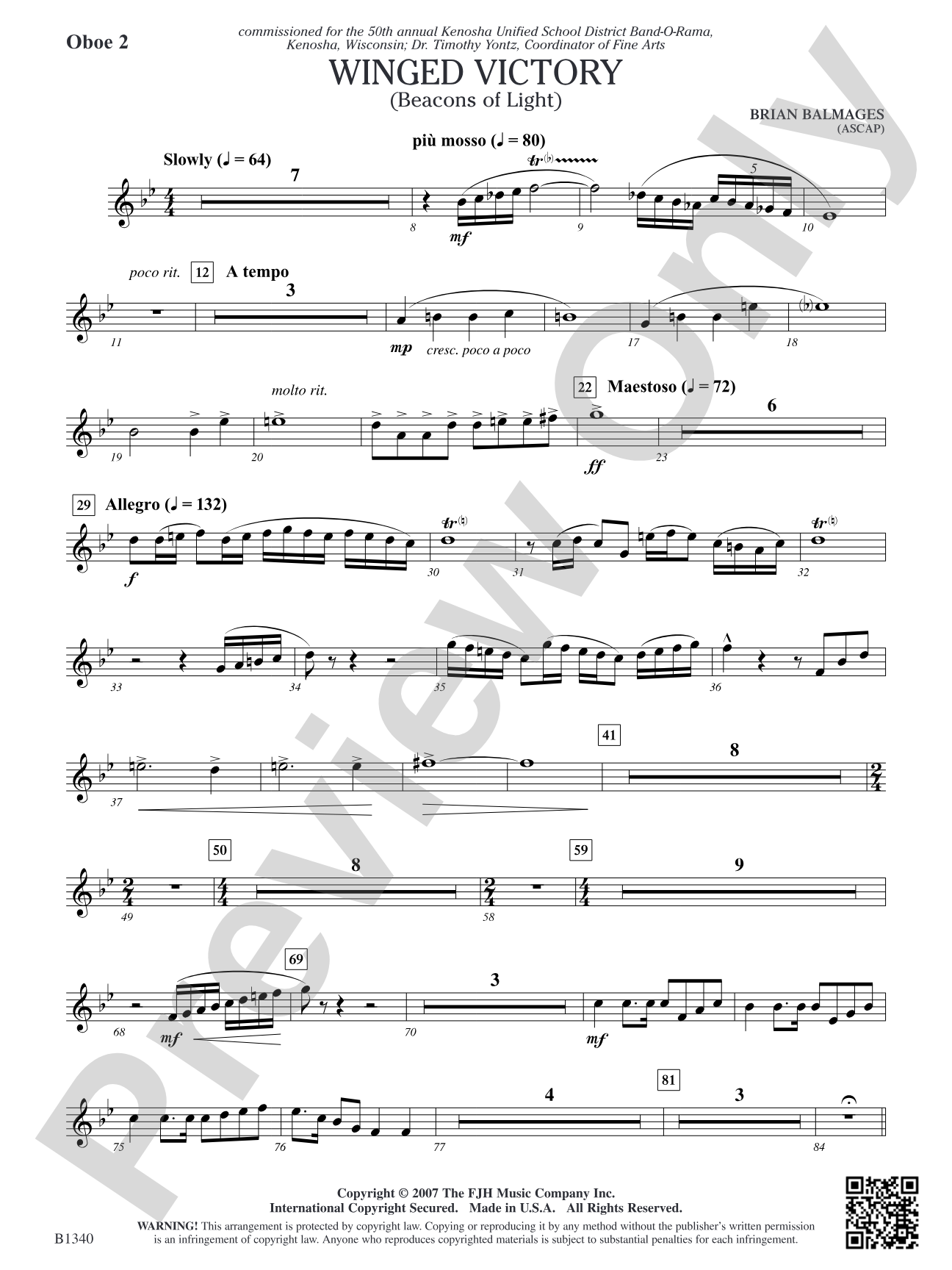 Winged Victory (Beacons of Light): Oboe 2