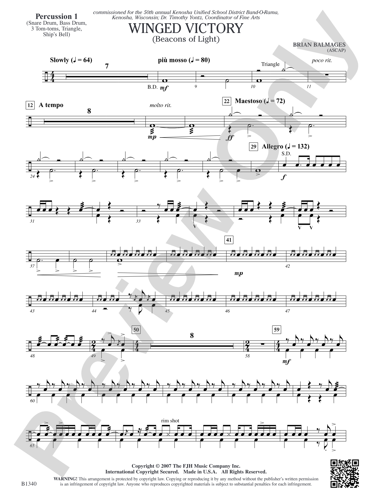 Winged Victory (Beacons of Light): Percussion 1
