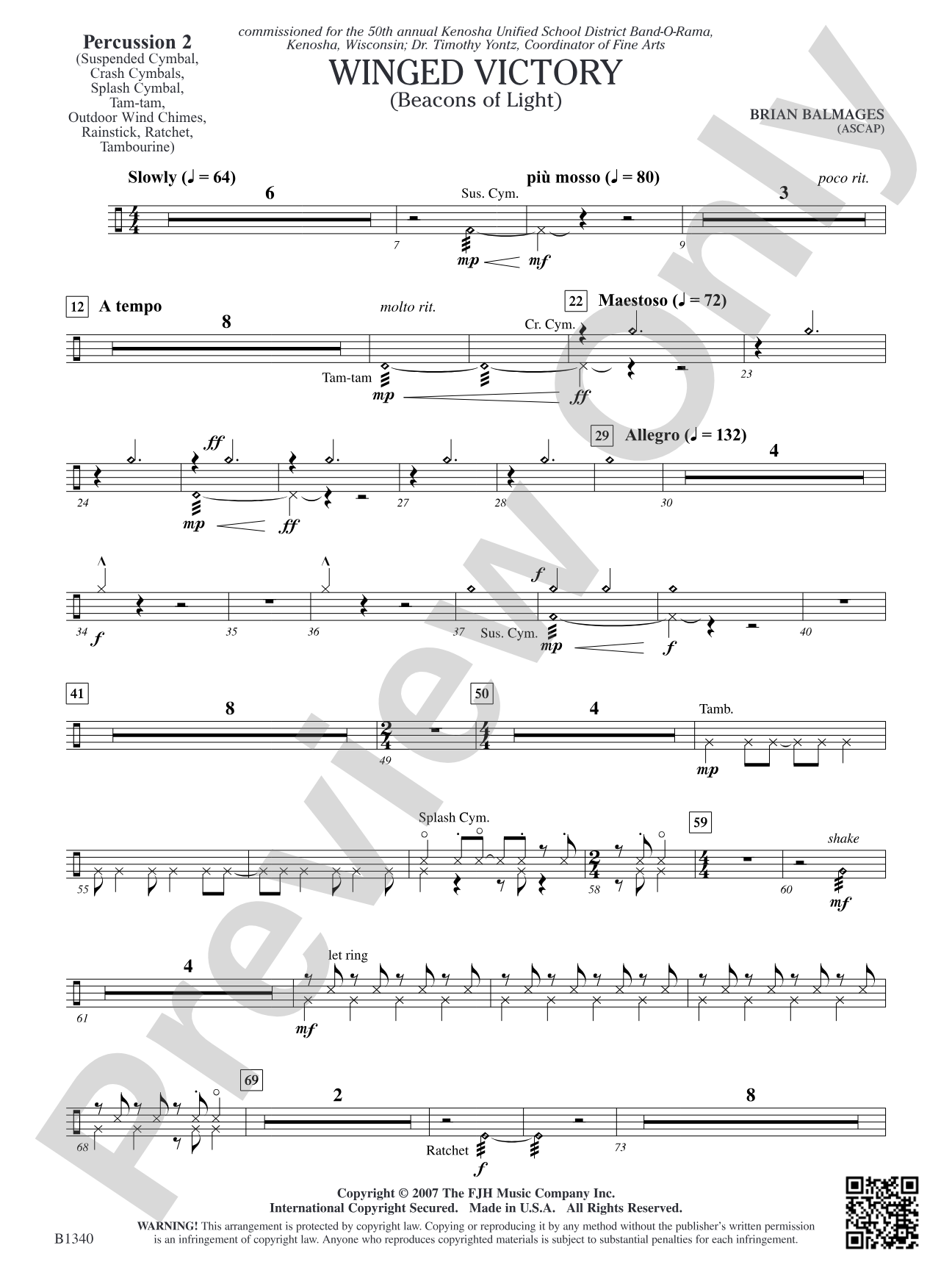 Winged Victory (Beacons of Light): Percussion 2