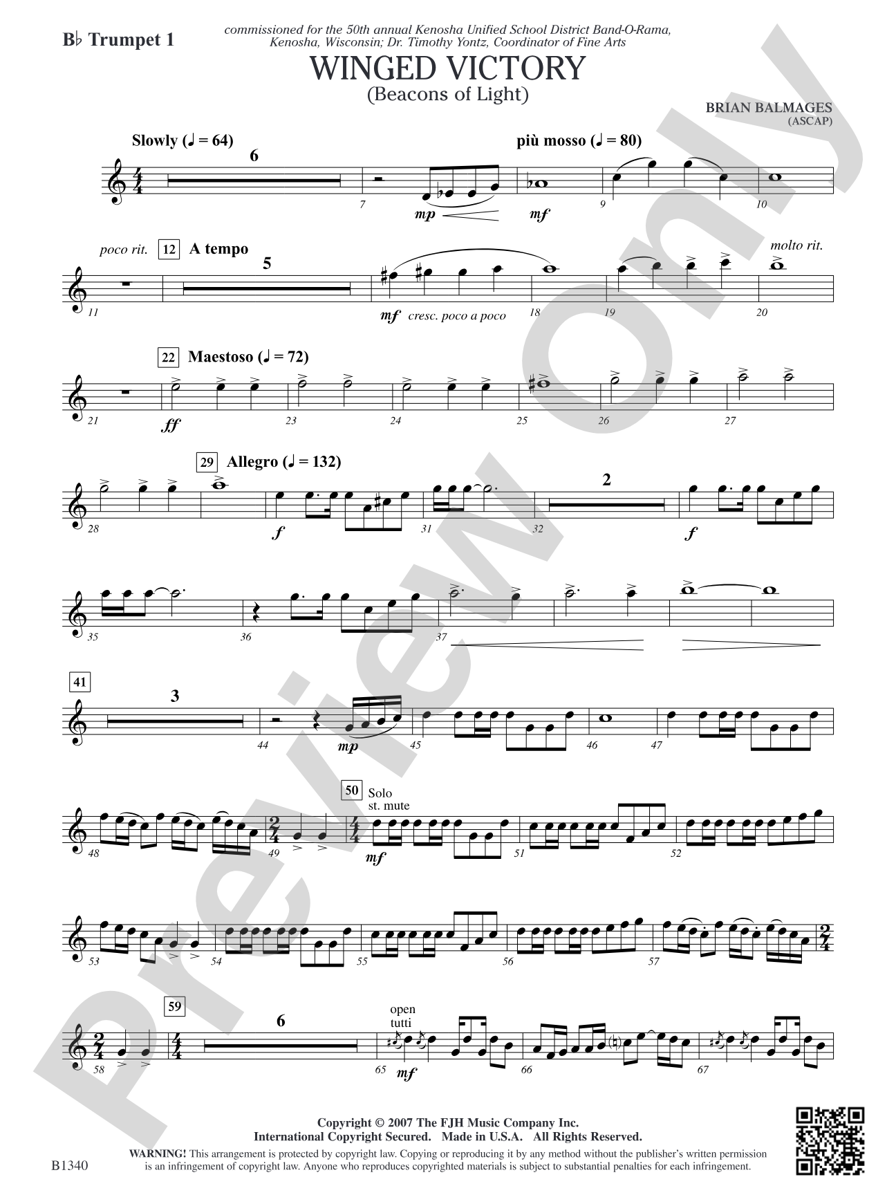 Winged Victory (Beacons of Light): B-flat Trumpet 1