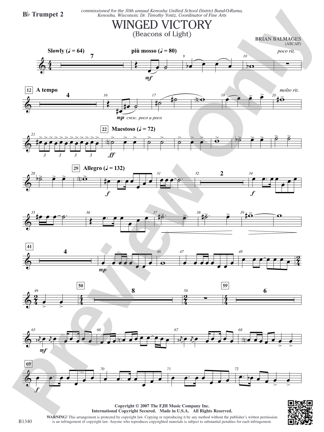 Winged Victory (Beacons of Light): B-flat Trumpet 2