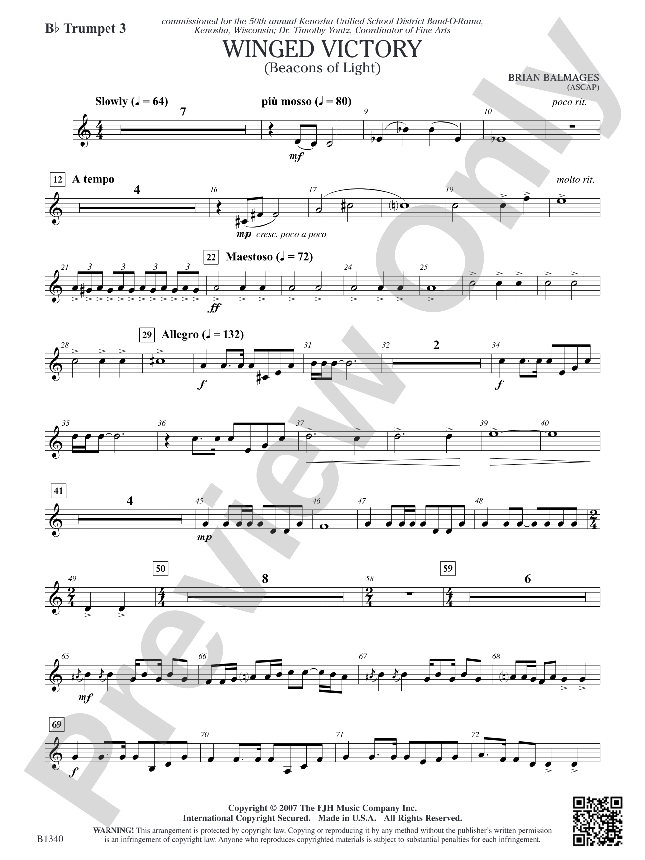 Winged Victory (Beacons of Light): B-flat Trumpet 3