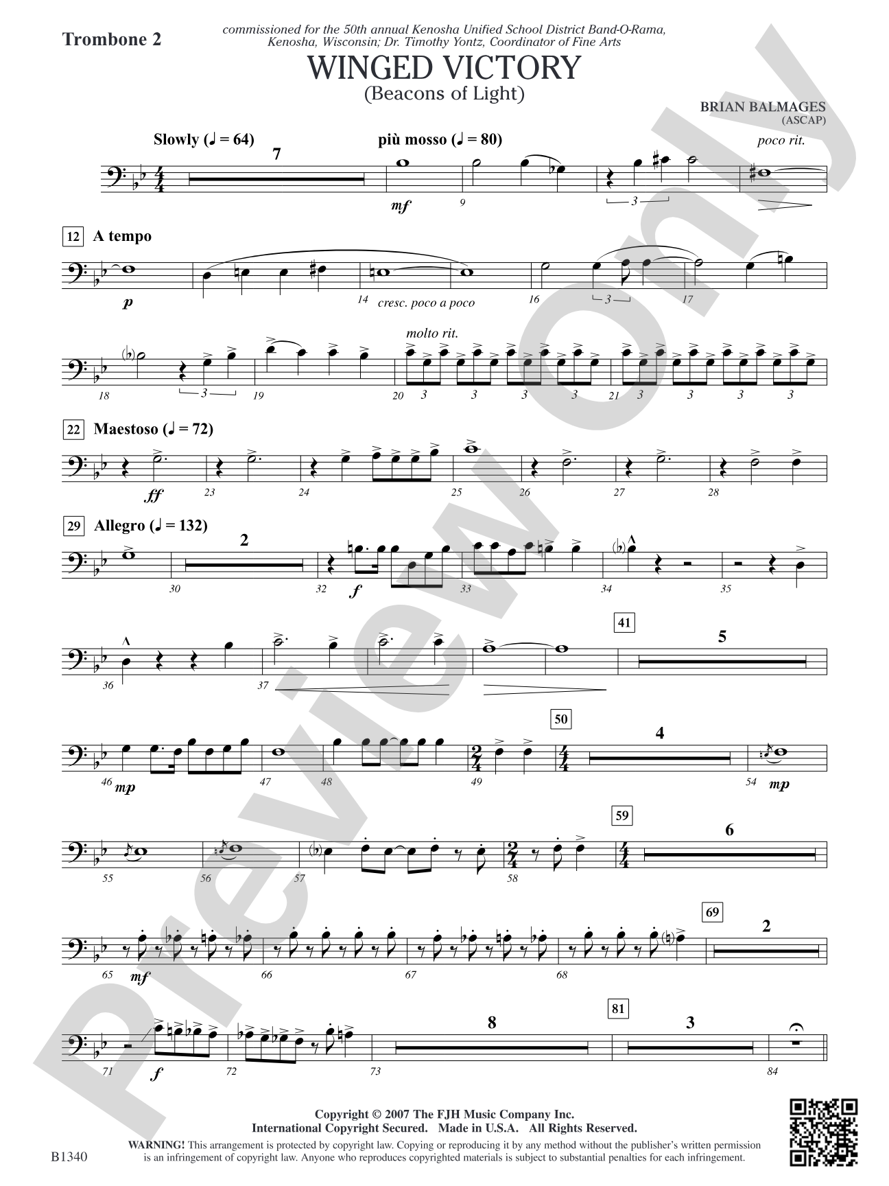 Winged Victory (Beacons of Light): Trombone 2
