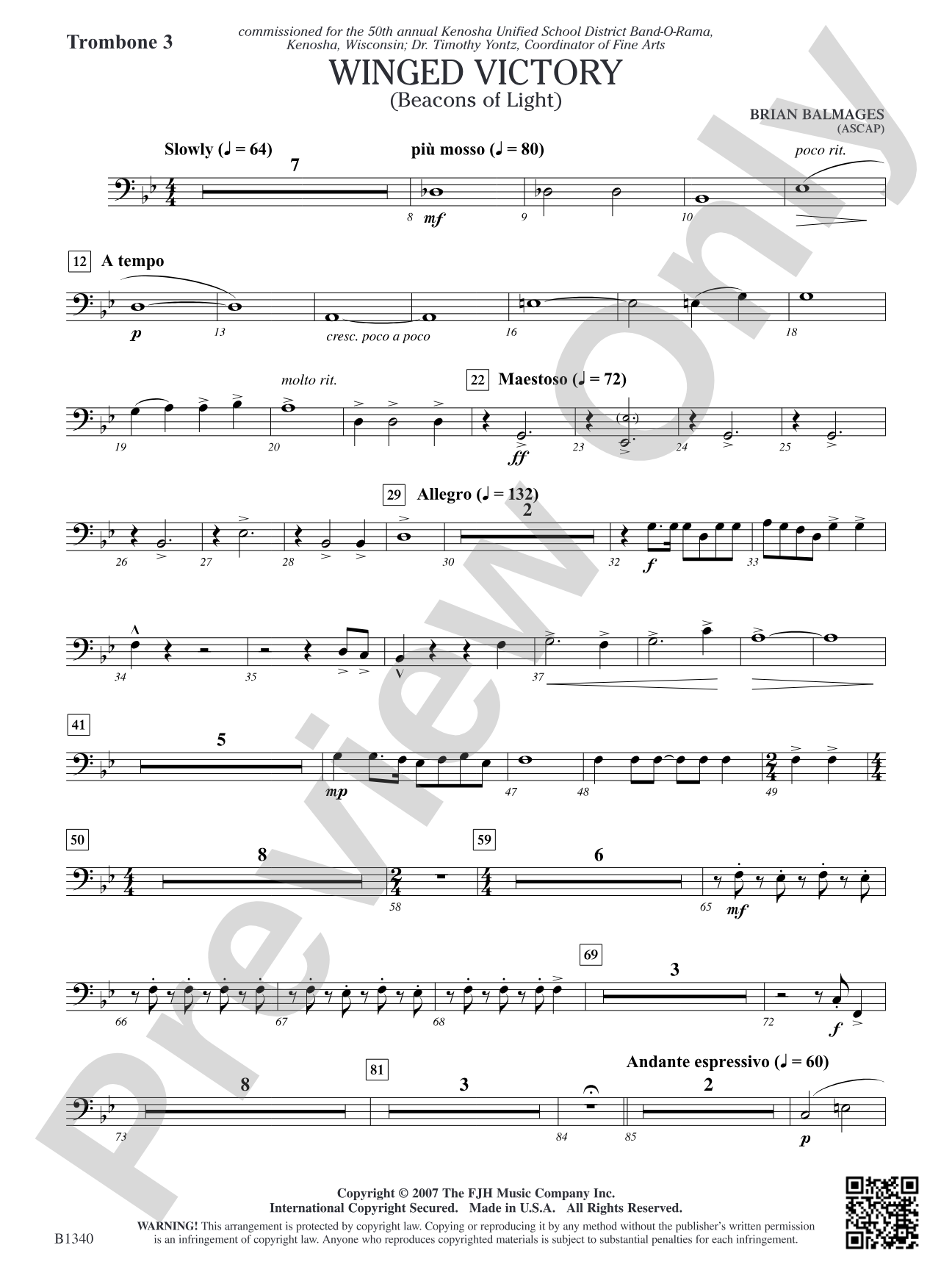 Winged Victory (Beacons of Light): Trombone 3