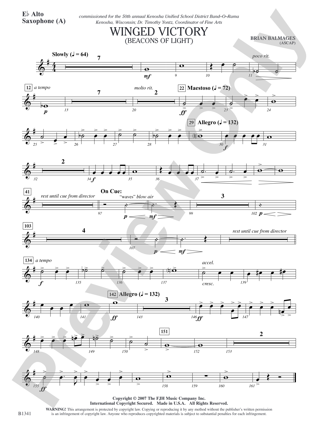 Winged Victory - Elementary Supplemental (A) (Beacons of Light): E-flat Alto Saxophone