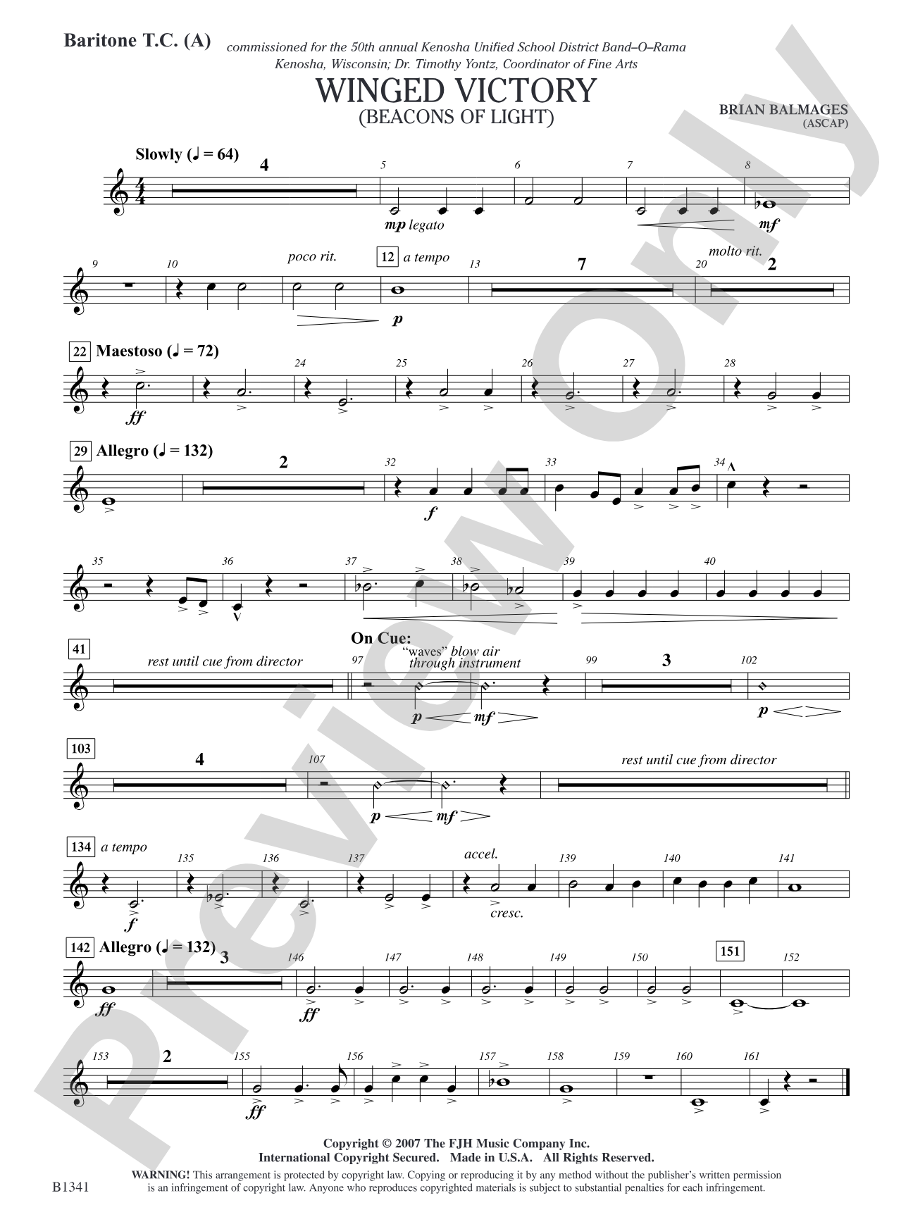 Winged Victory - Elementary Supplemental (A) (Beacons of Light): Baritone T.C.