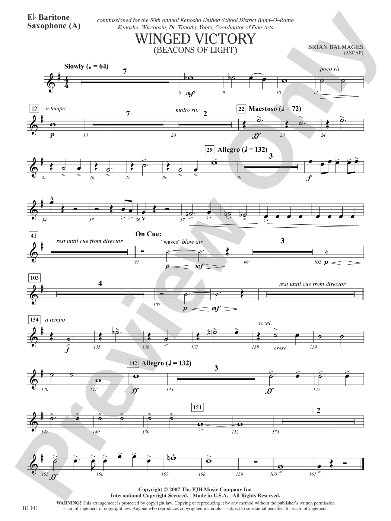 Winged Victory - Elementary Supplemental (A) (Beacons of Light): E-flat Baritone Saxophone