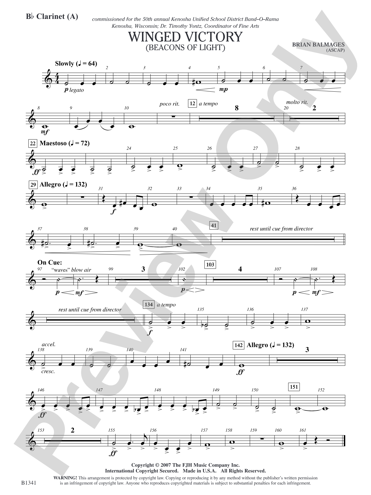Winged Victory - Elementary Supplemental (A) (Beacons of Light): B-flat Clarinet