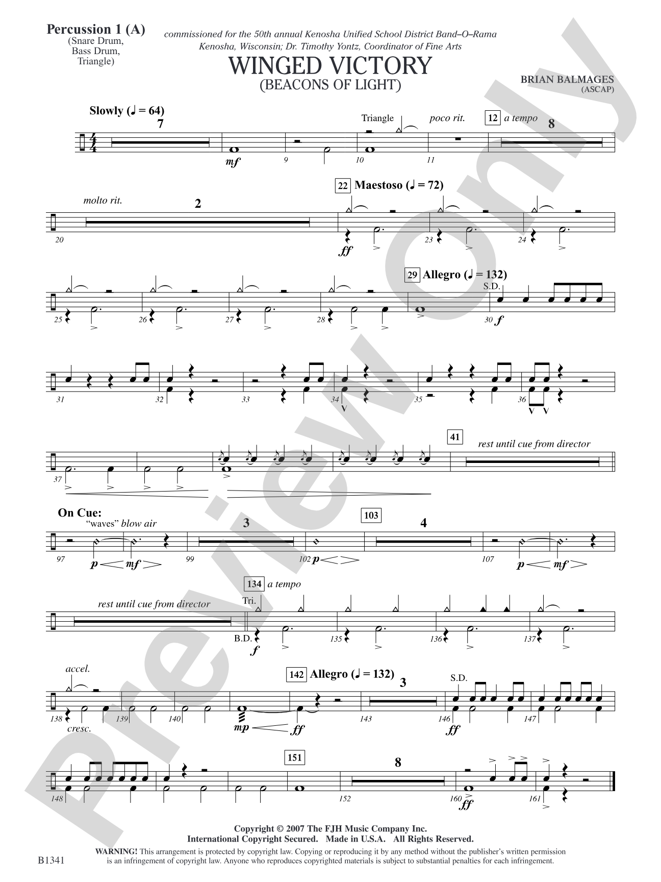 Winged Victory - Elementary Supplemental (A) (Beacons of Light): Percussion 1