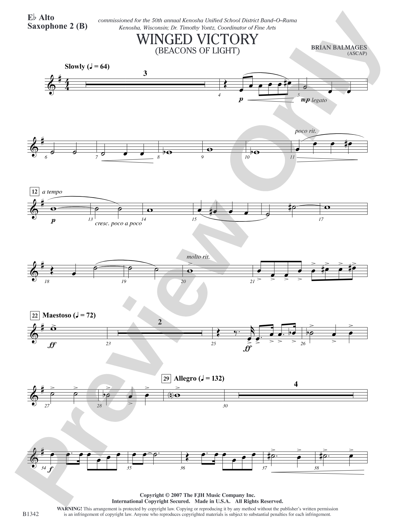 Winged Victory - Intermediate Supplemental Set (B) (Beacons of Light): E-flat Alto Saxophone 2