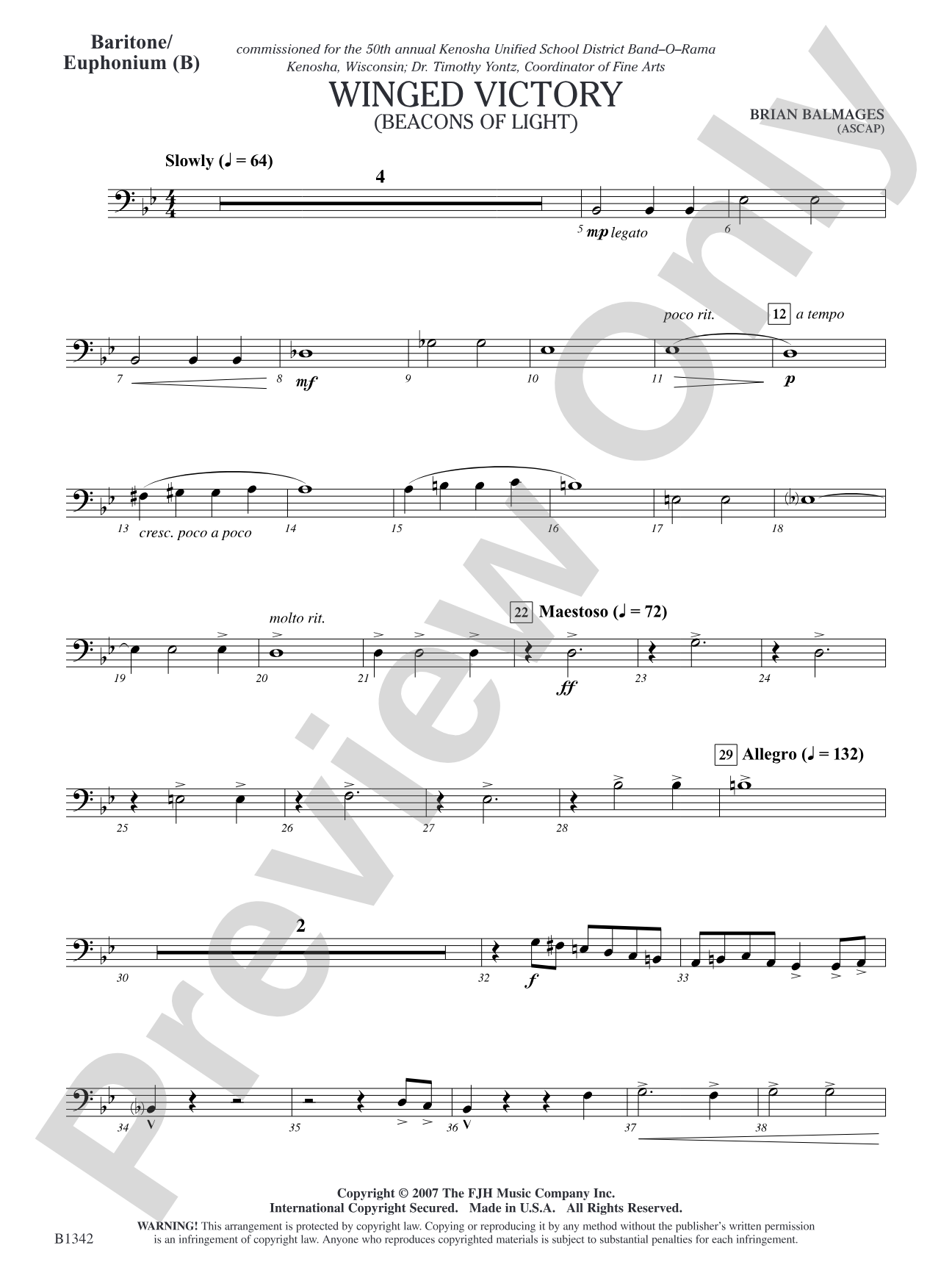 Winged Victory - Intermediate Supplemental Set (B) (Beacons of Light): Baritone/Euphonium