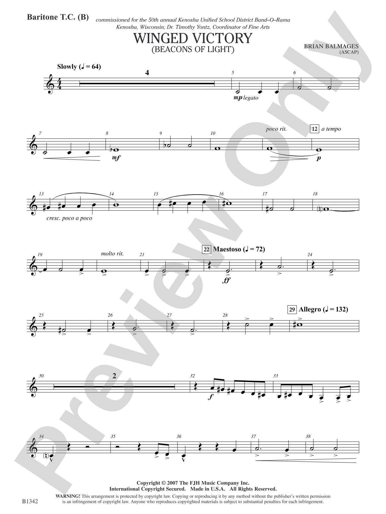 Winged Victory - Intermediate Supplemental Set (B) (Beacons of Light): Baritone T.C.
