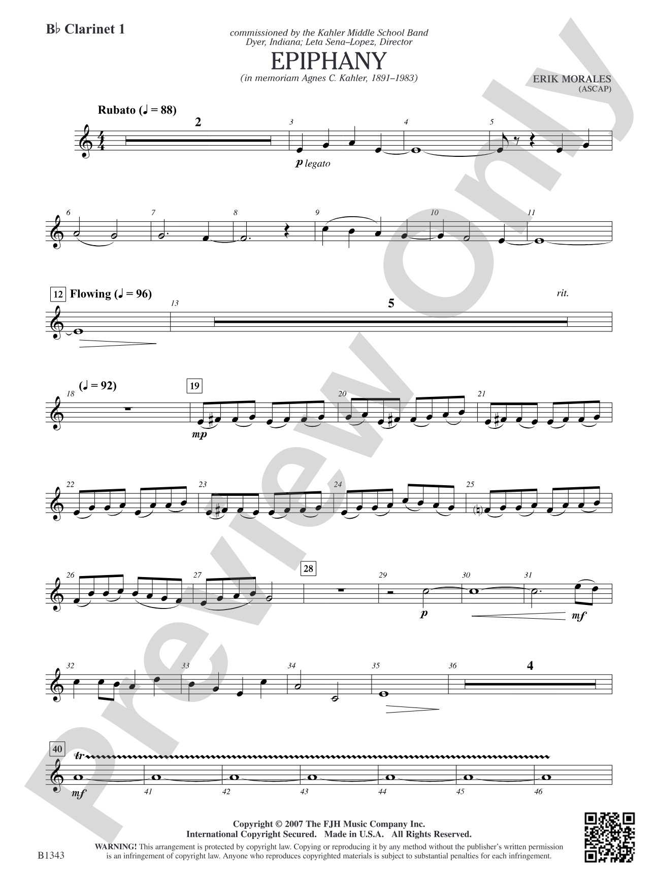 Epiphany: B-flat Clarinet 1