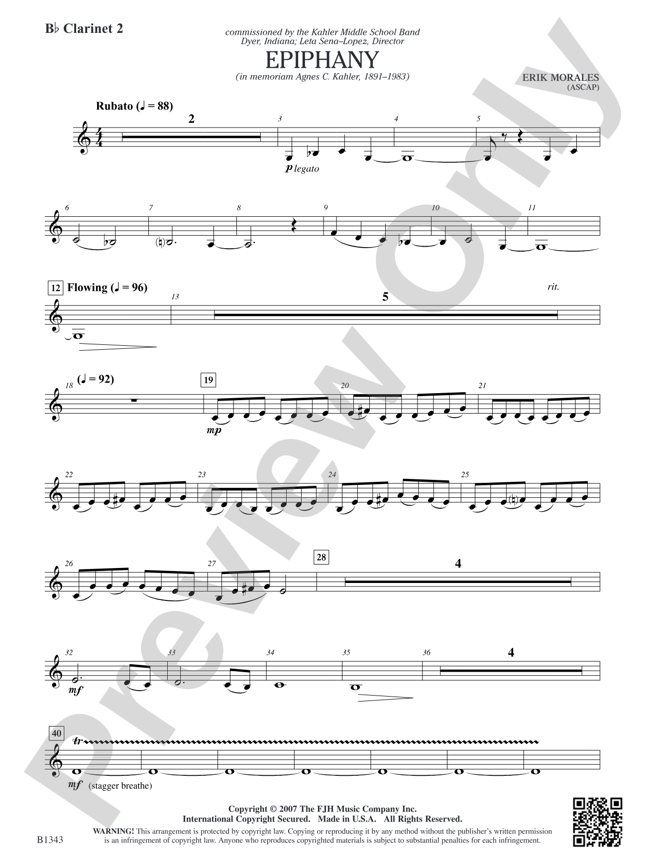 Epiphany: B-flat Clarinet 2