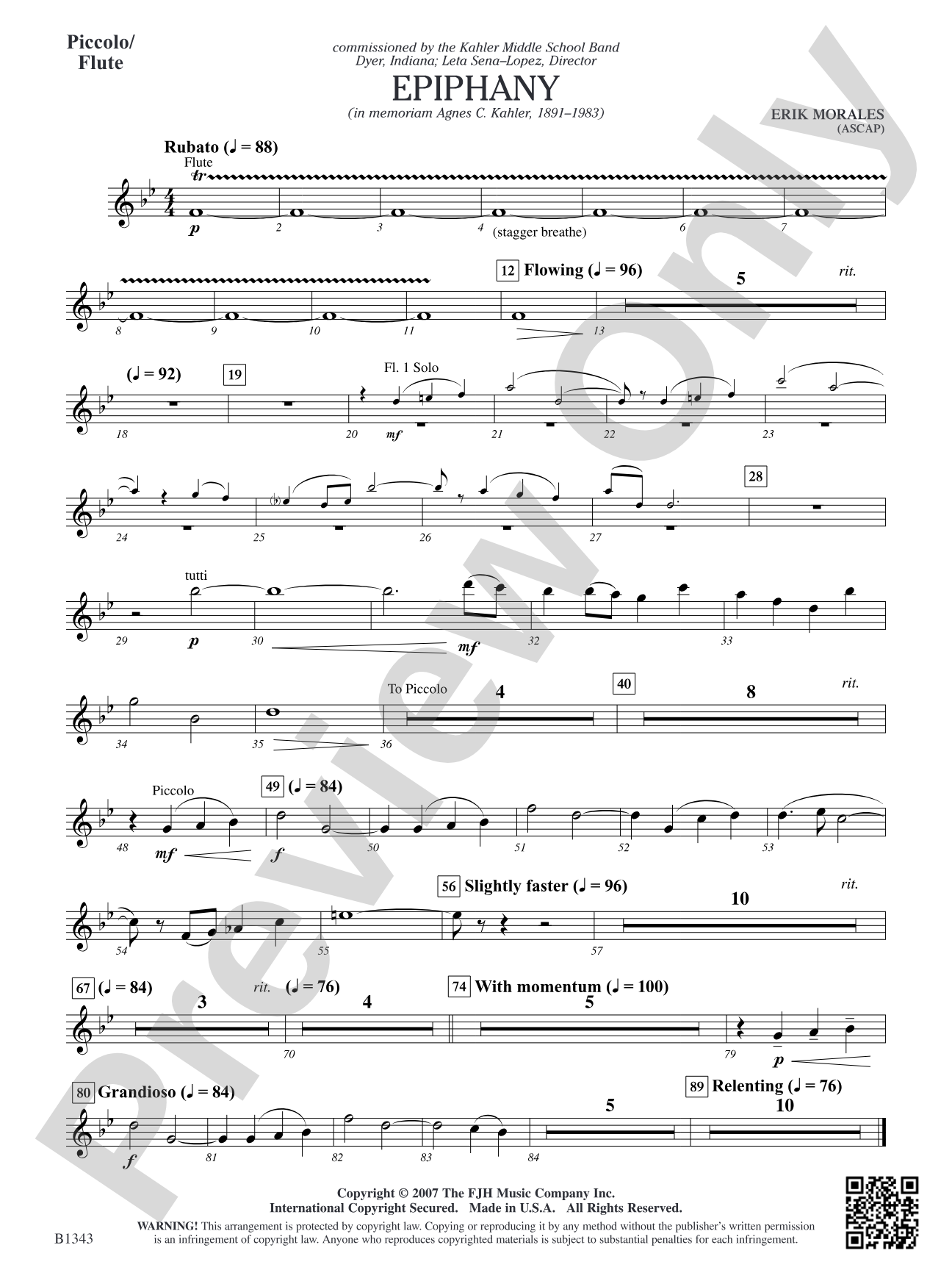 Epiphany: Opt. Piccolo/Flute