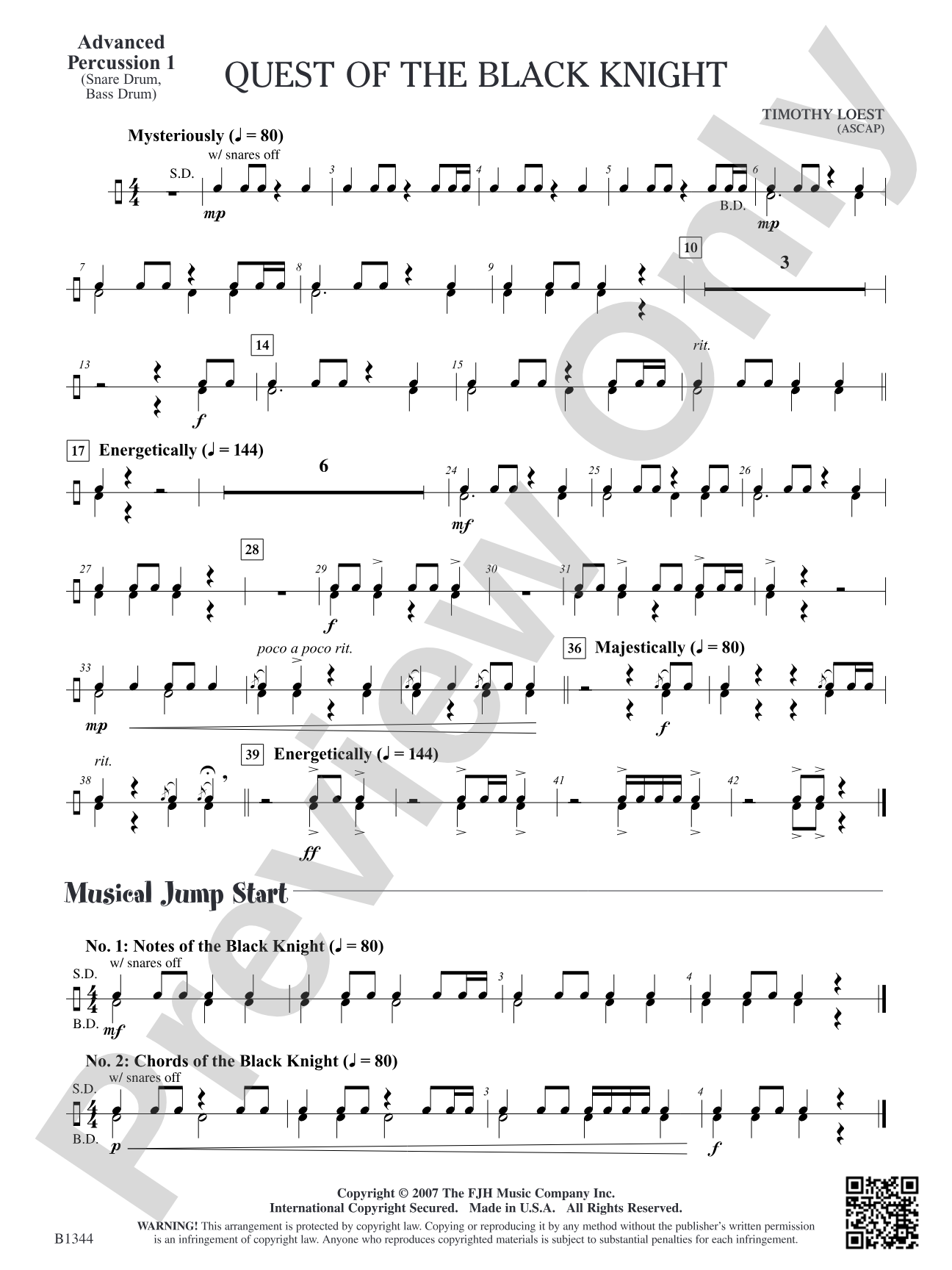 Quest of the Black Knight: Advanced Percussion 1