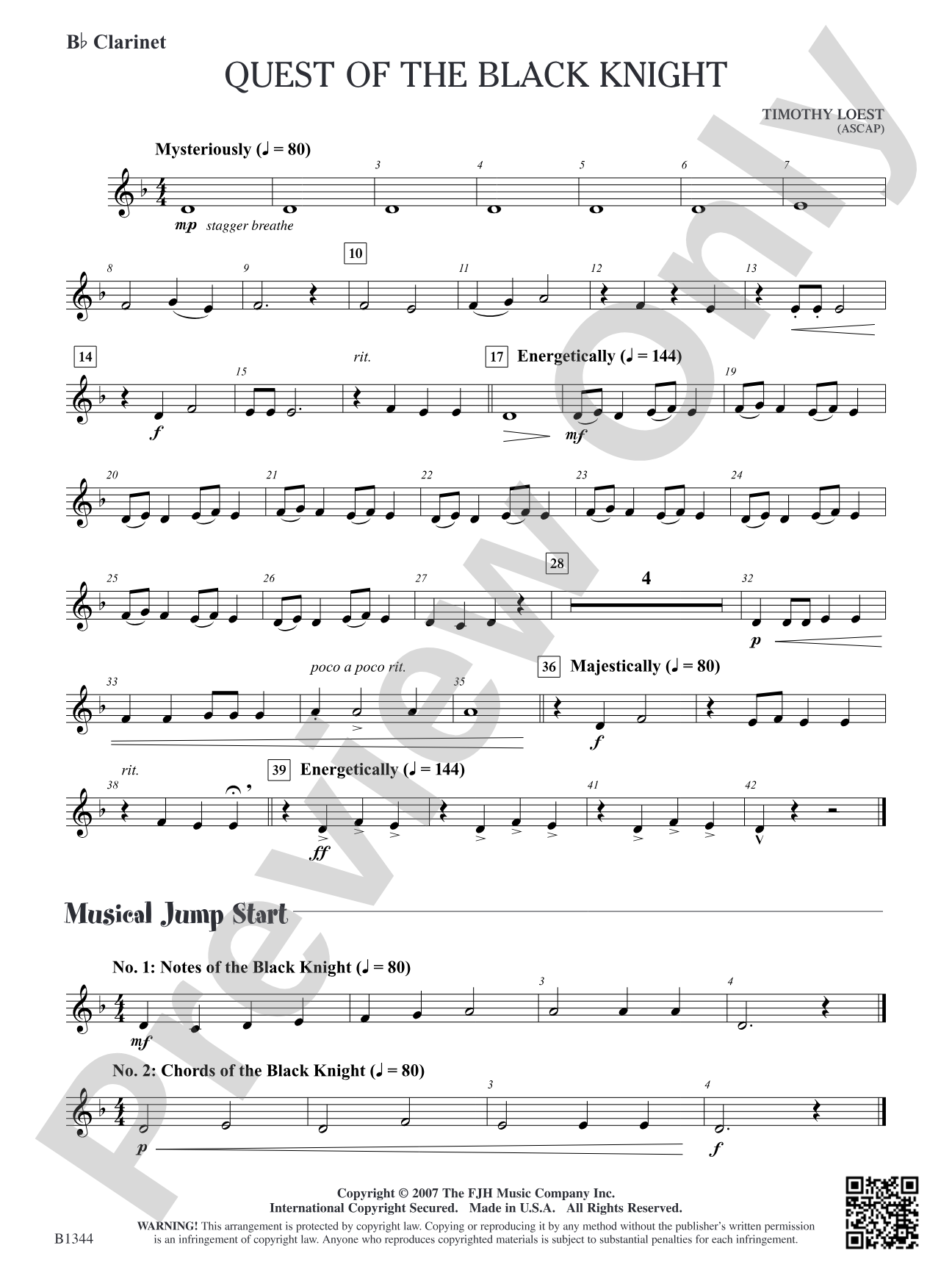Quest of the Black Knight: B-flat Clarinet