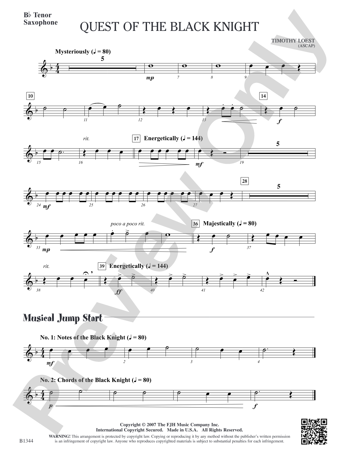 Quest of the Black Knight: B-flat Tenor Saxophone