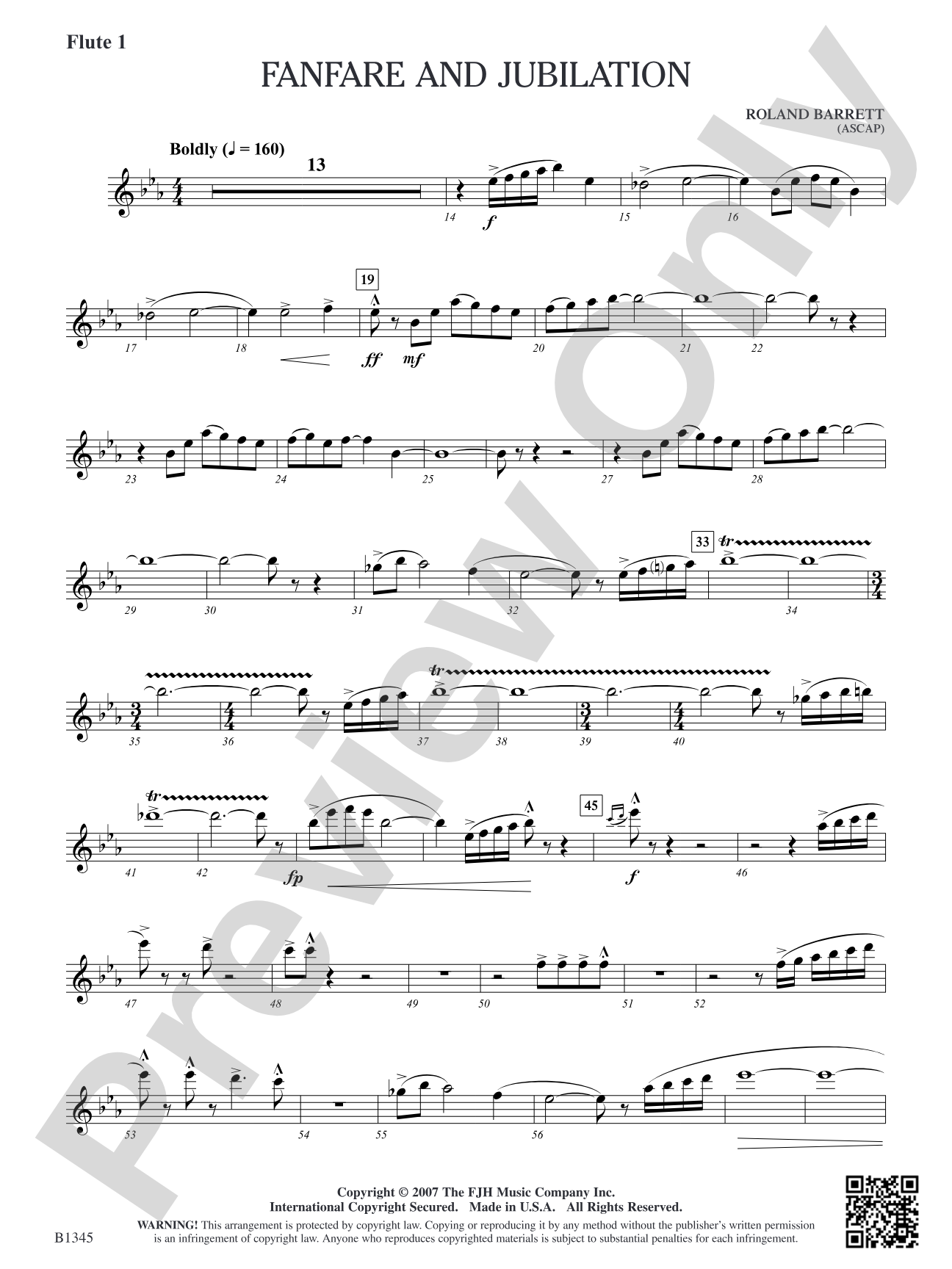 Fanfare and Jubilation: Flute 1