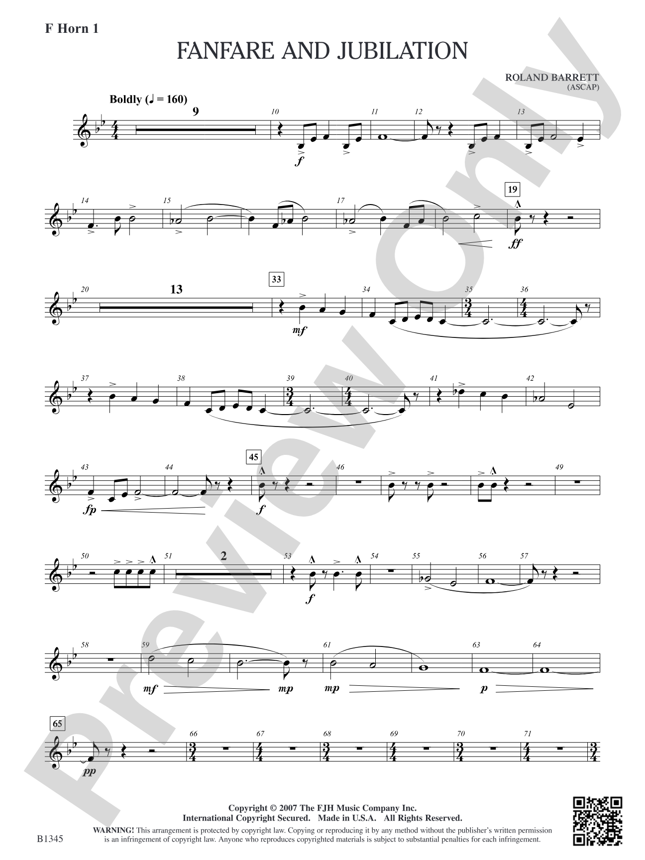 Fanfare and Jubilation: F Horn 1