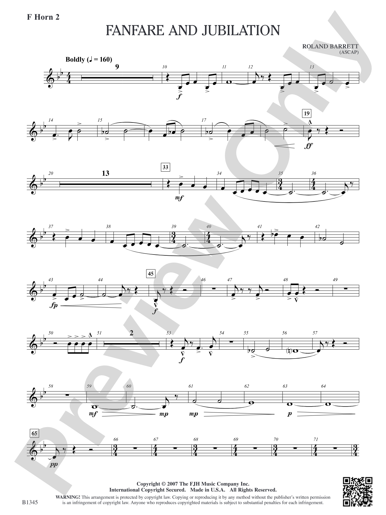 Fanfare and Jubilation: F Horn 2