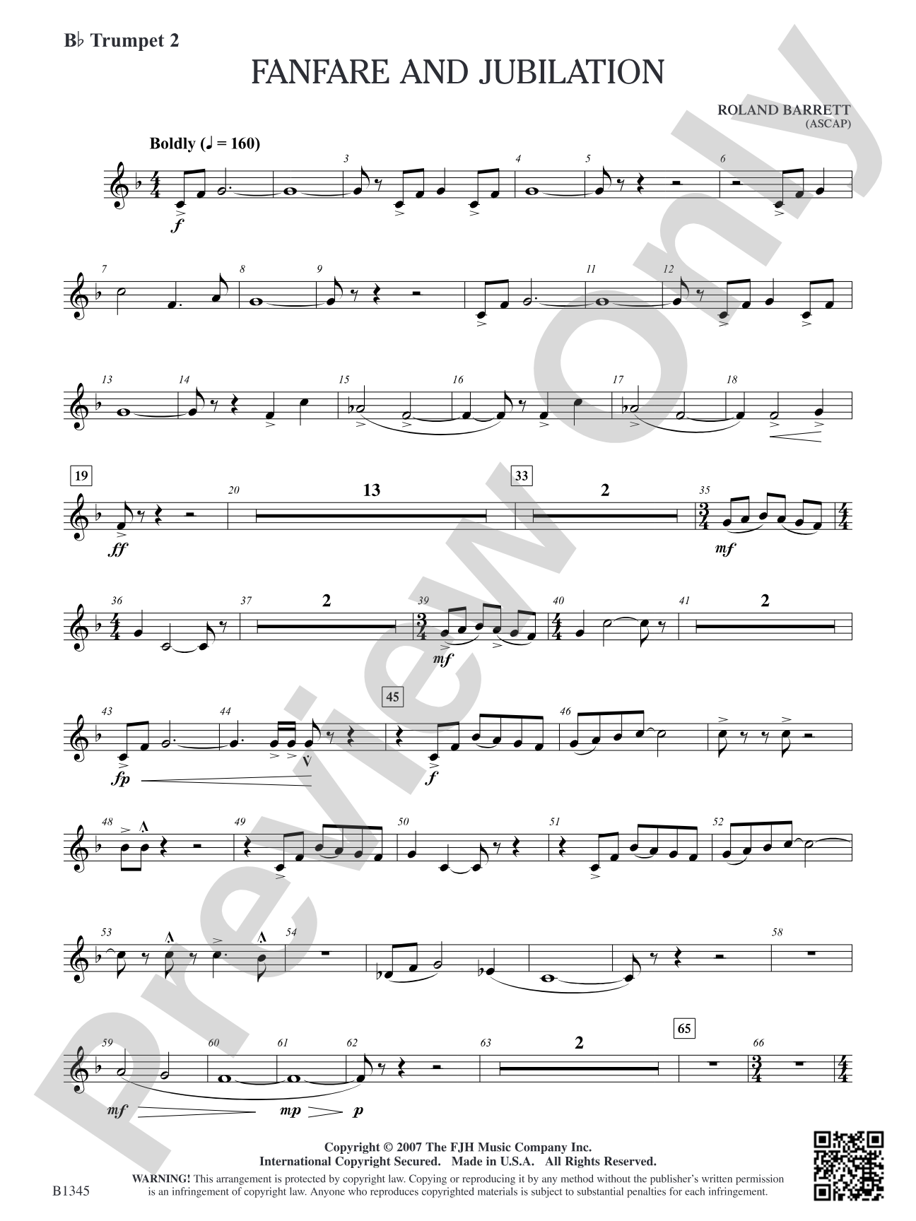 Fanfare and Jubilation: B-flat Trumpet 2