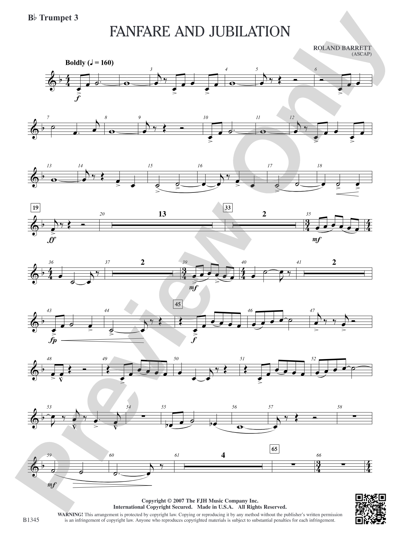 Fanfare and Jubilation: B-flat Trumpet 3