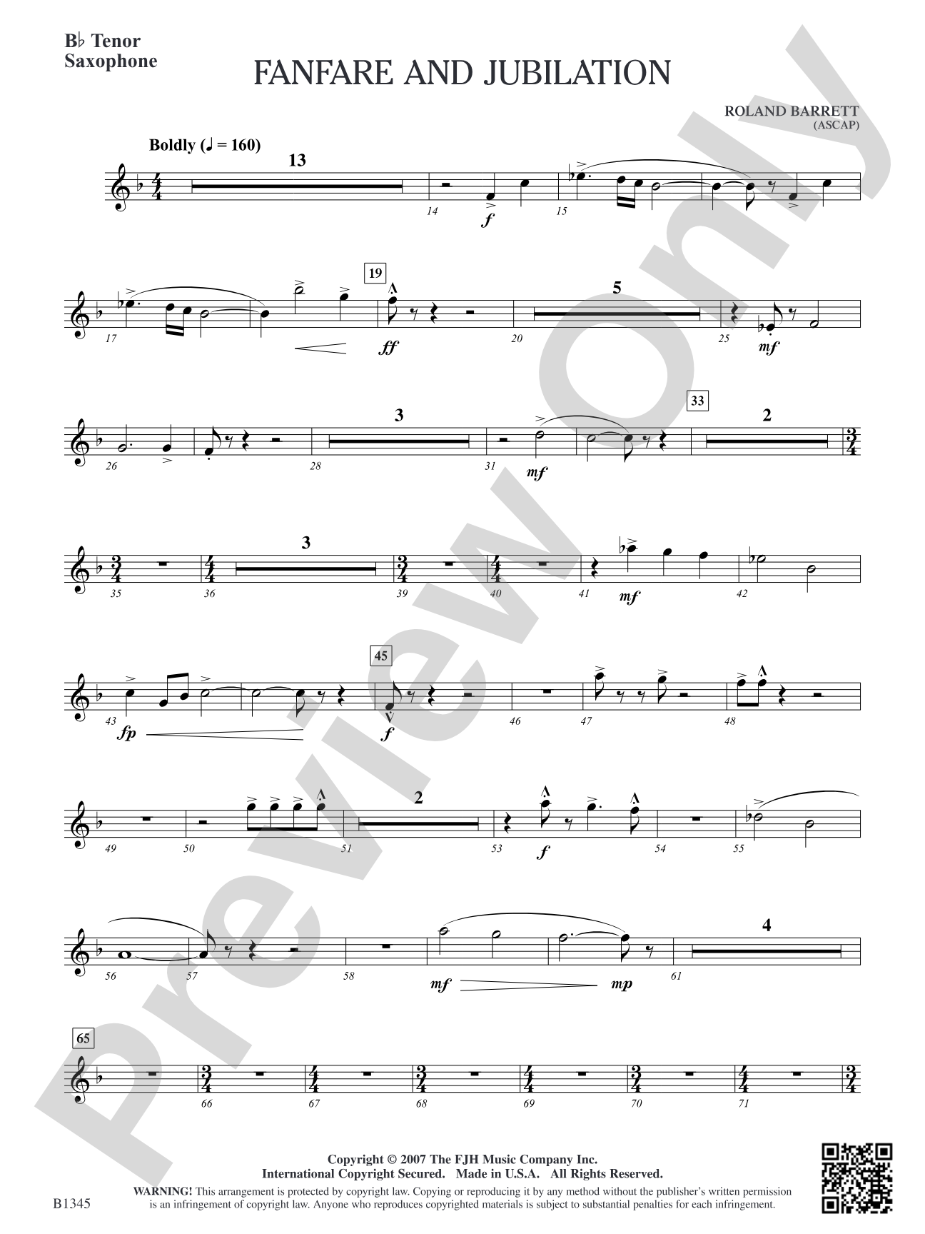 Fanfare and Jubilation: B-flat Tenor Saxophone