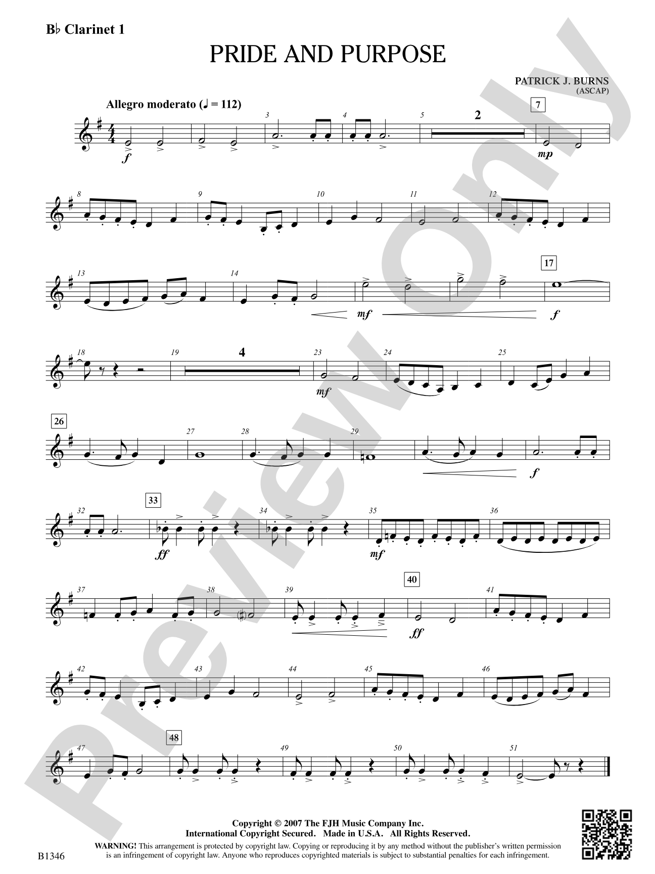 Pride and Purpose: B-flat Clarinet 1