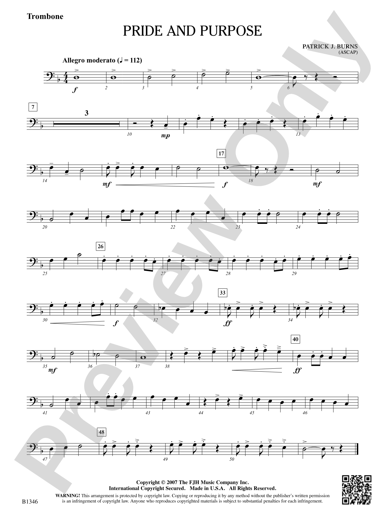Pride and Purpose: Trombone 1