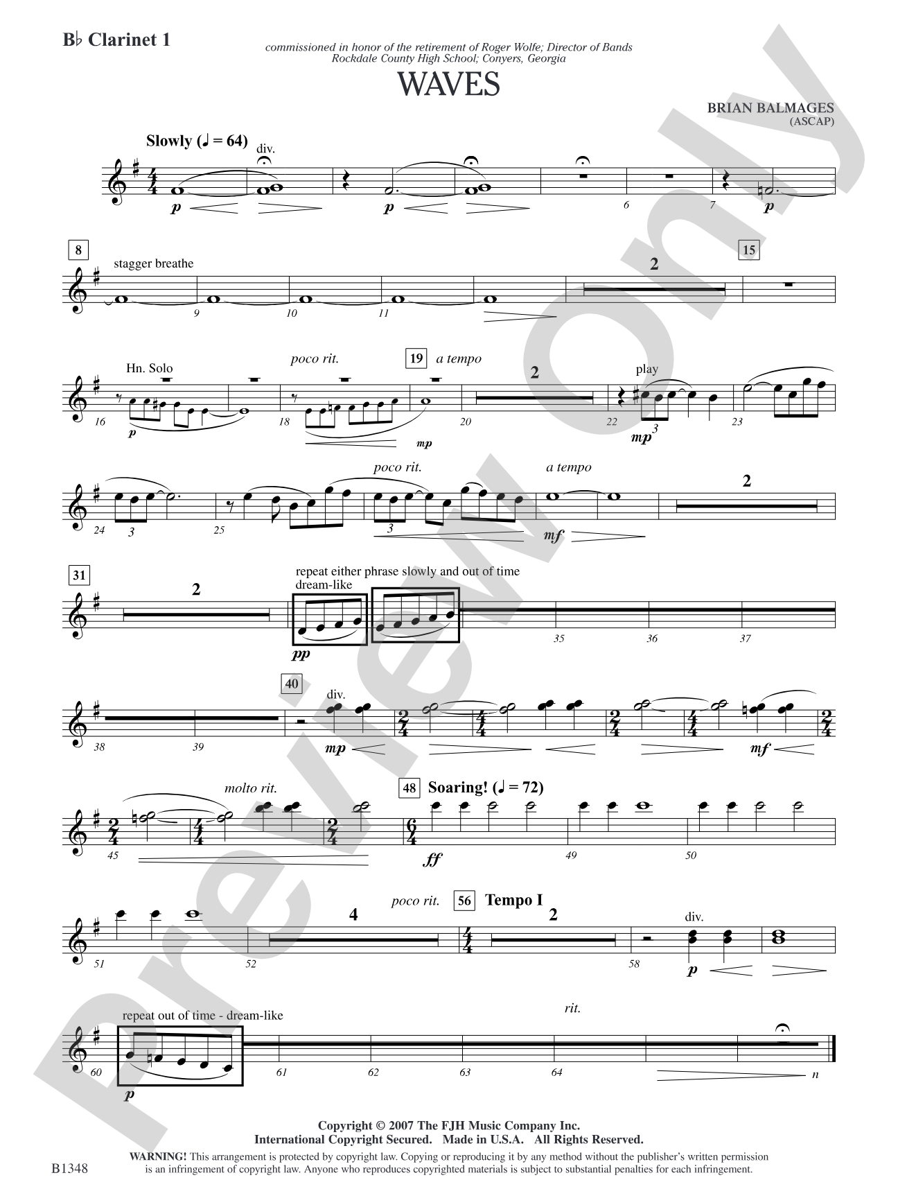 Waves: B-flat Clarinet 1