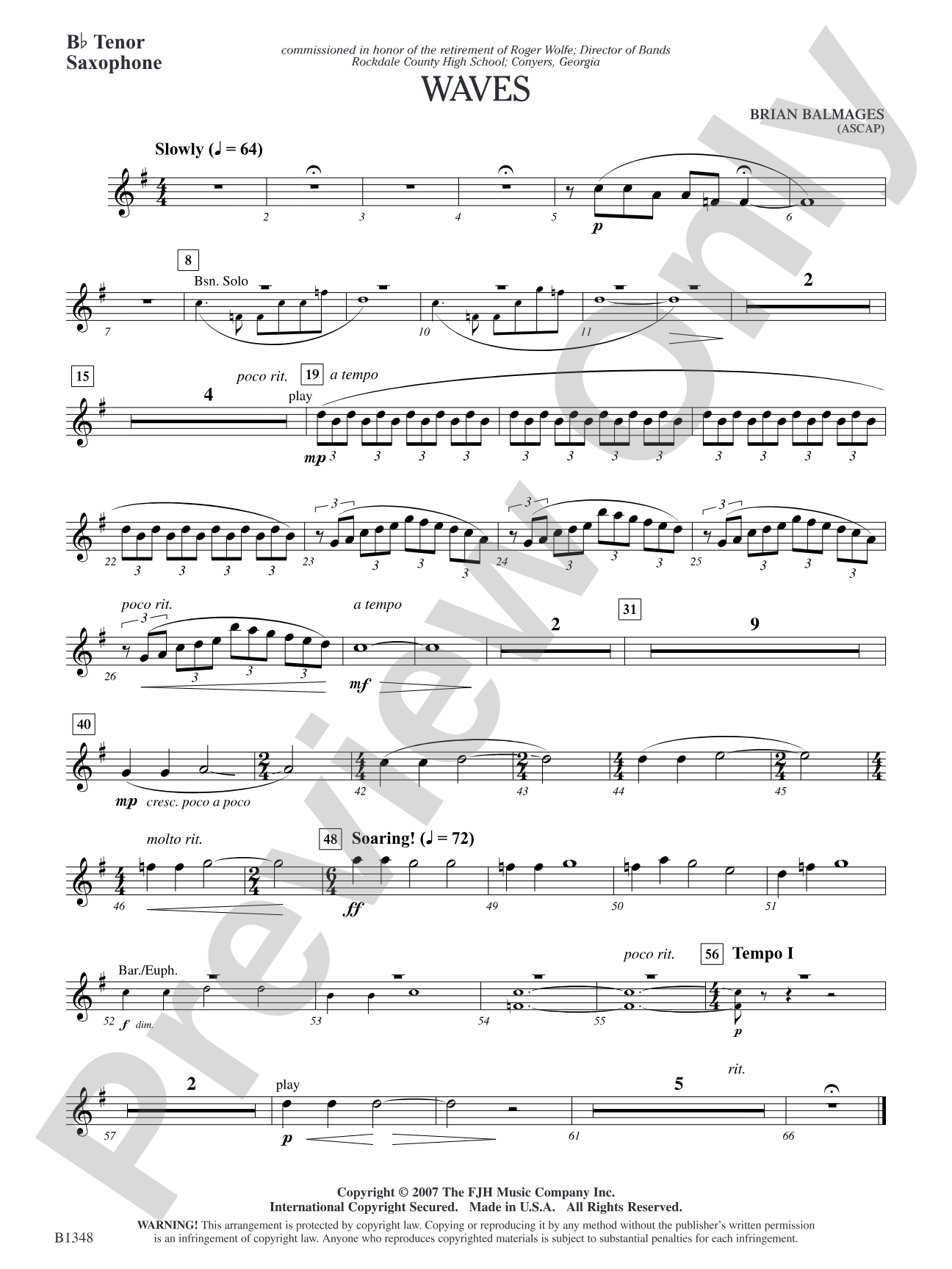 Waves: B-flat Tenor Saxophone