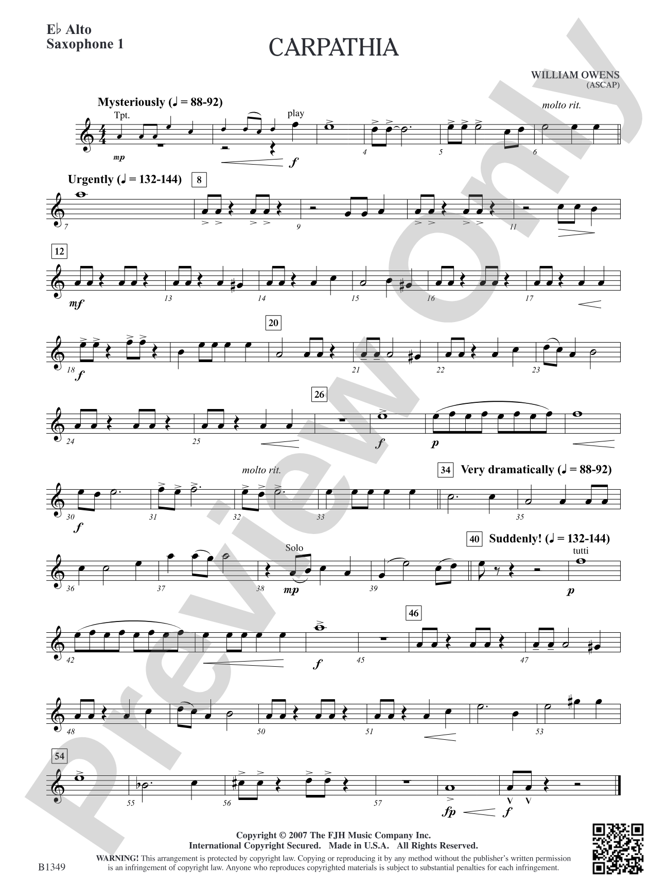 Carpathia: E-flat Alto Saxophone 1