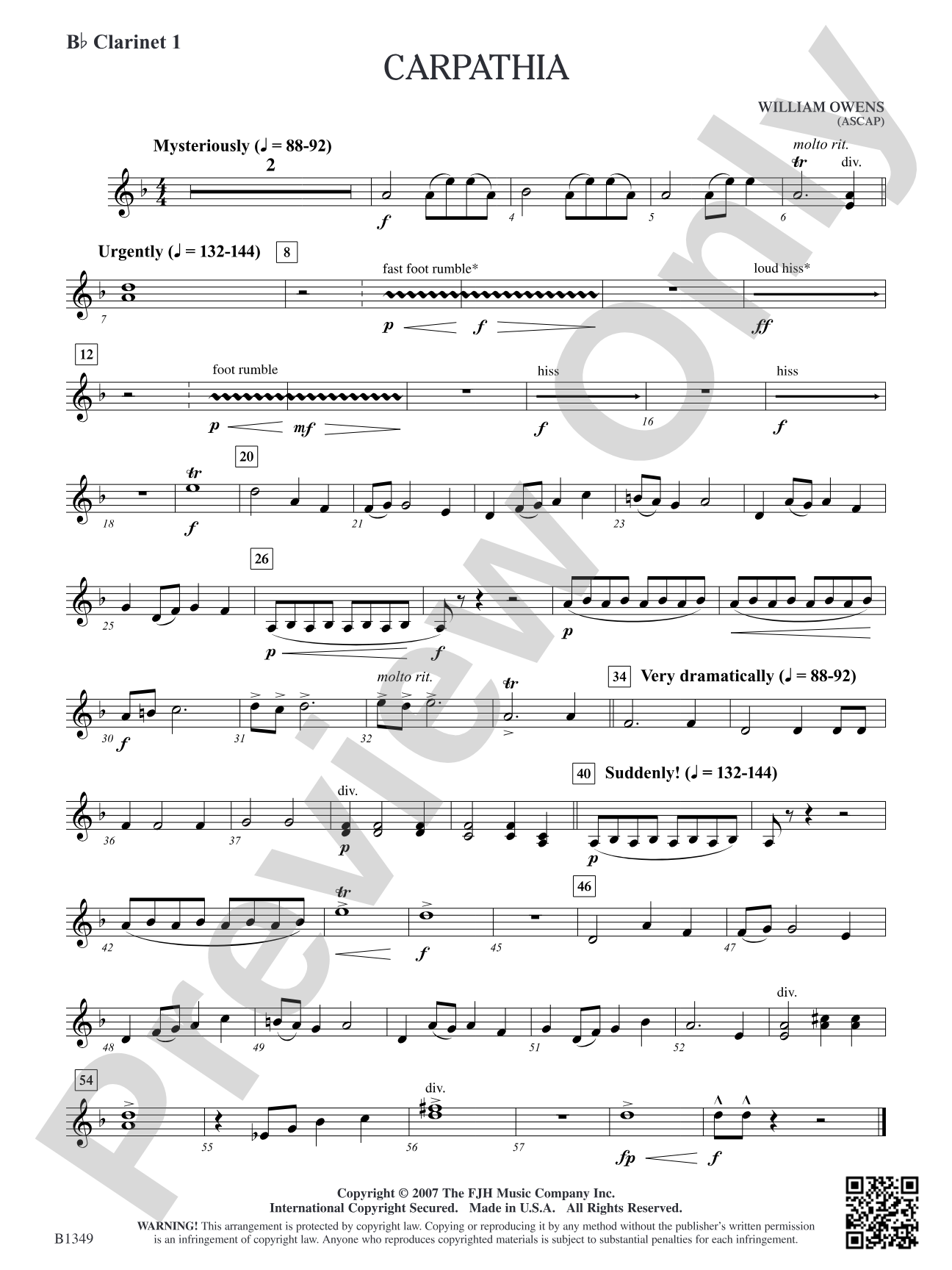 Carpathia: B-flat Clarinet 1