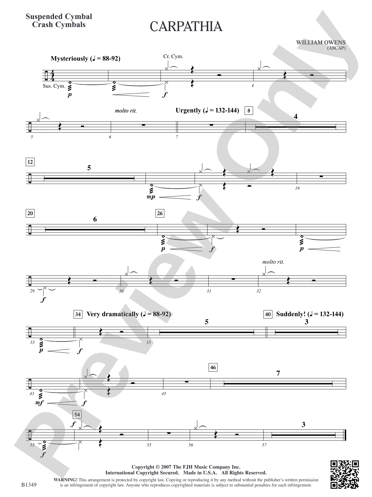 Carpathia: Suspended Cymbal/Crash Cymbals