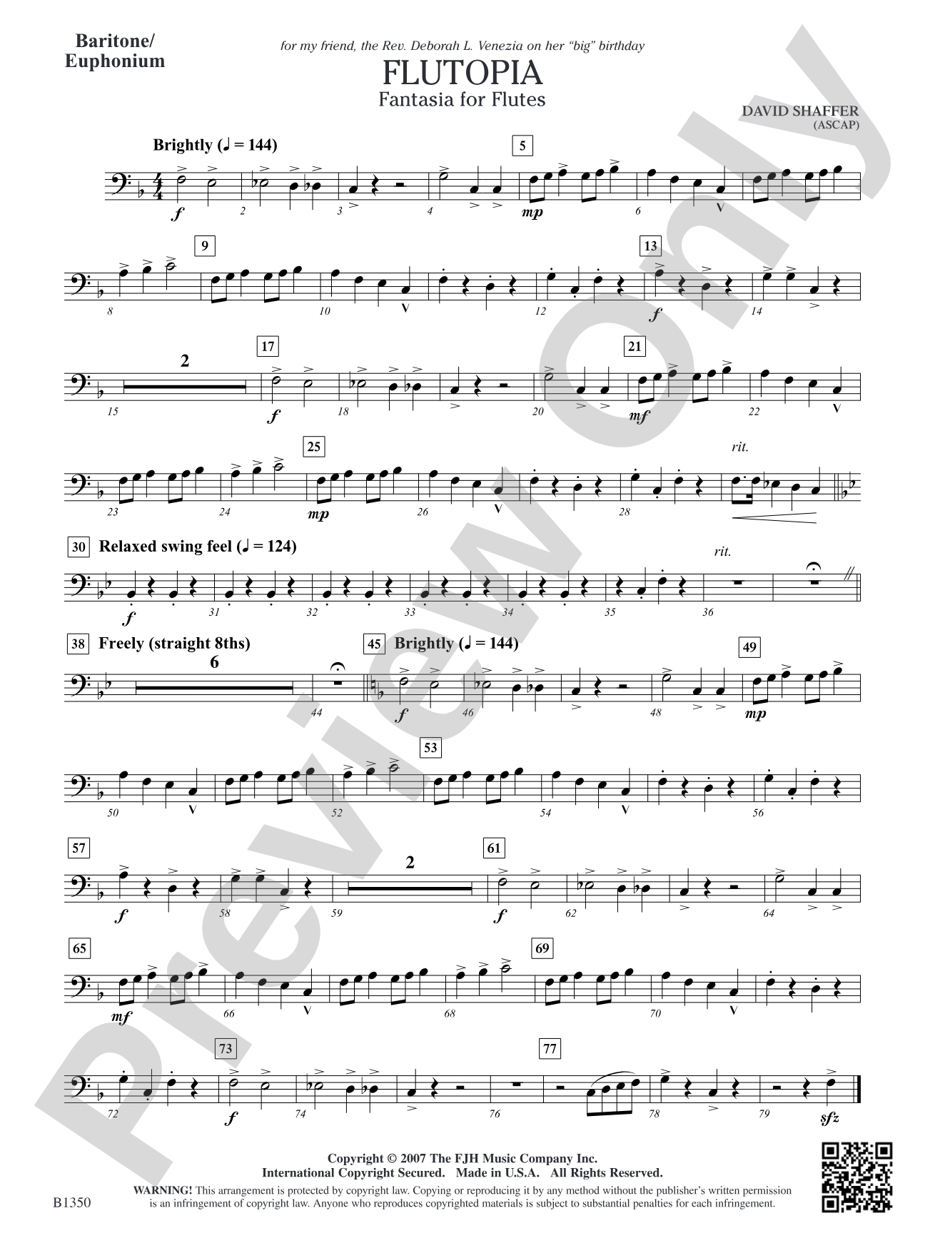 Flutopia (Fantasia for Flutes): Baritone/Euphonium