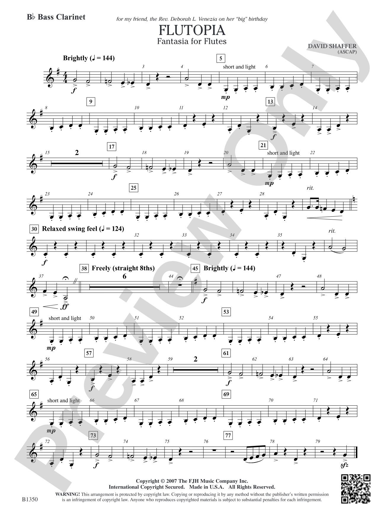 Flutopia (Fantasia for Flutes): B-flat Bass Clarinet