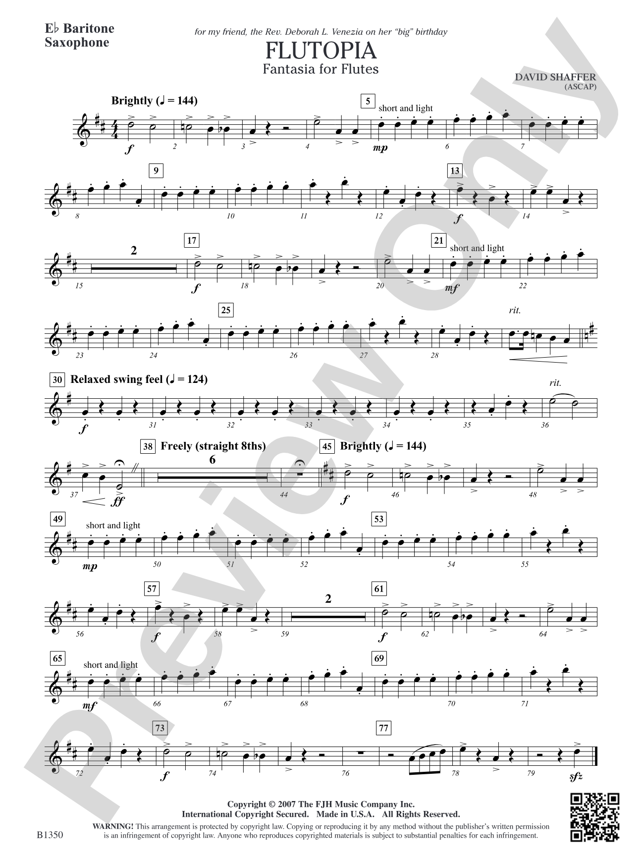 Flutopia (Fantasia for Flutes): E-flat Baritone Saxophone