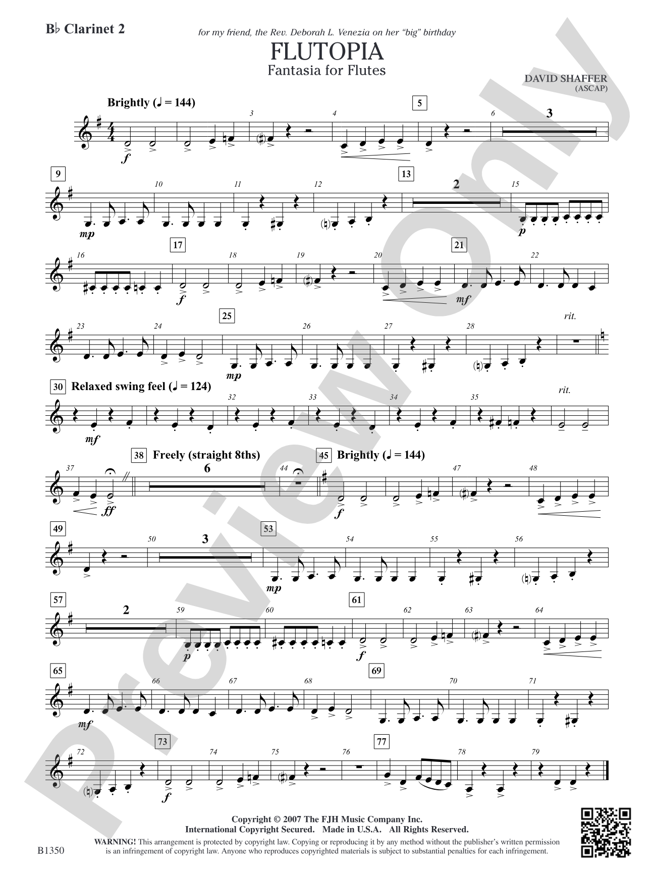 Flutopia (Fantasia for Flutes): B-flat Clarinet 2
