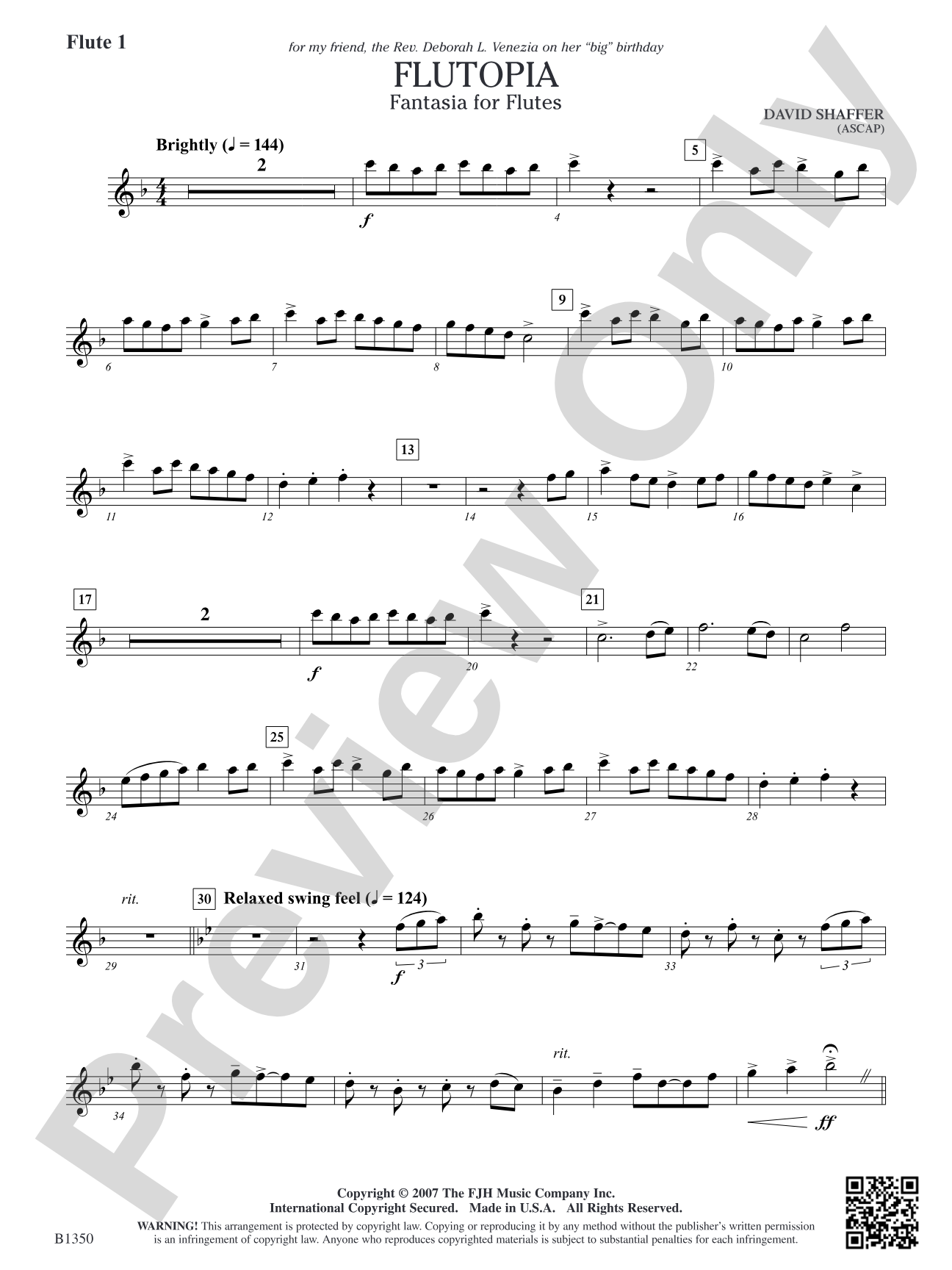 Flutopia (Fantasia for Flutes): Flute 1