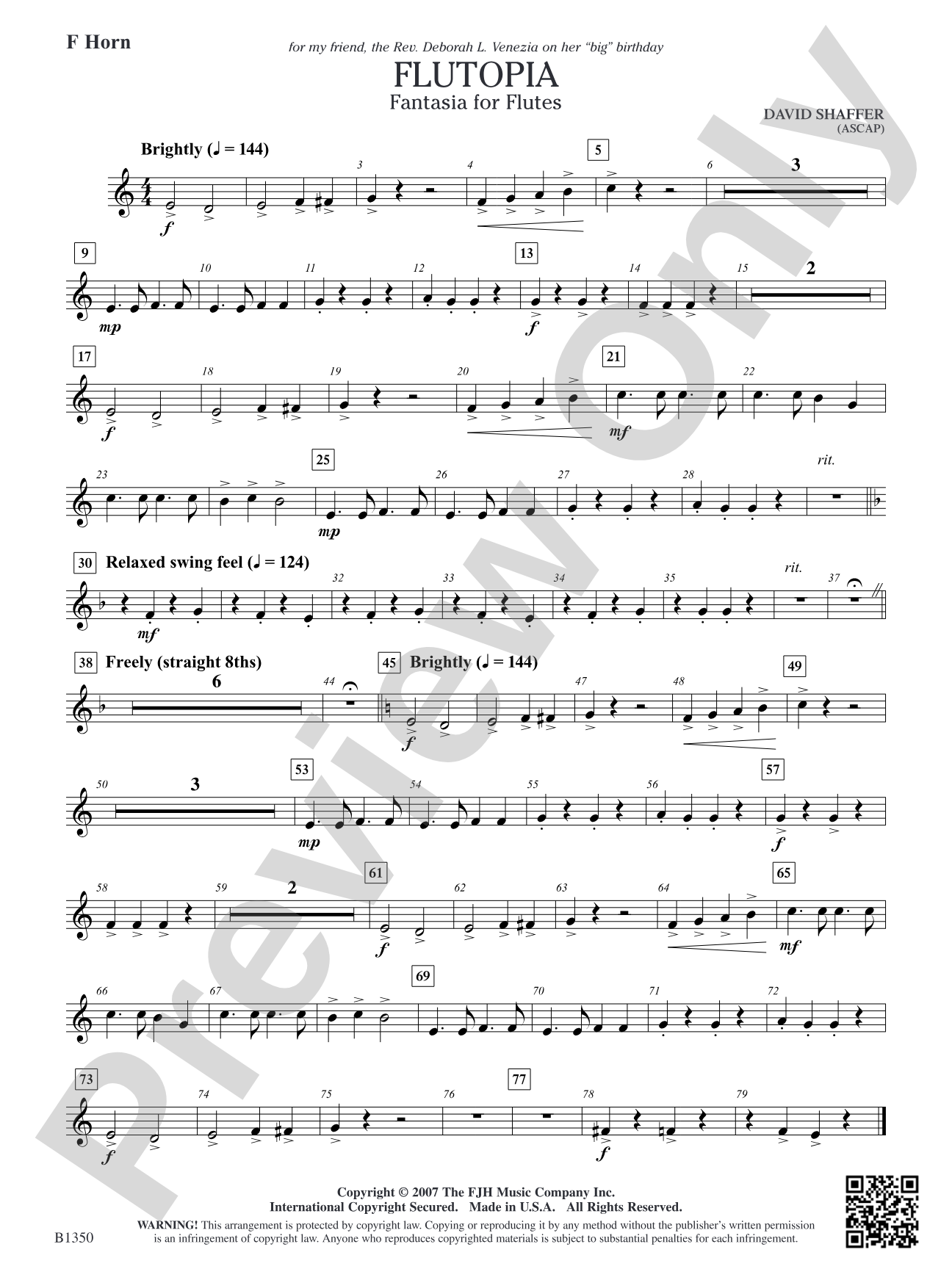 Flutopia (Fantasia for Flutes): F Horn
