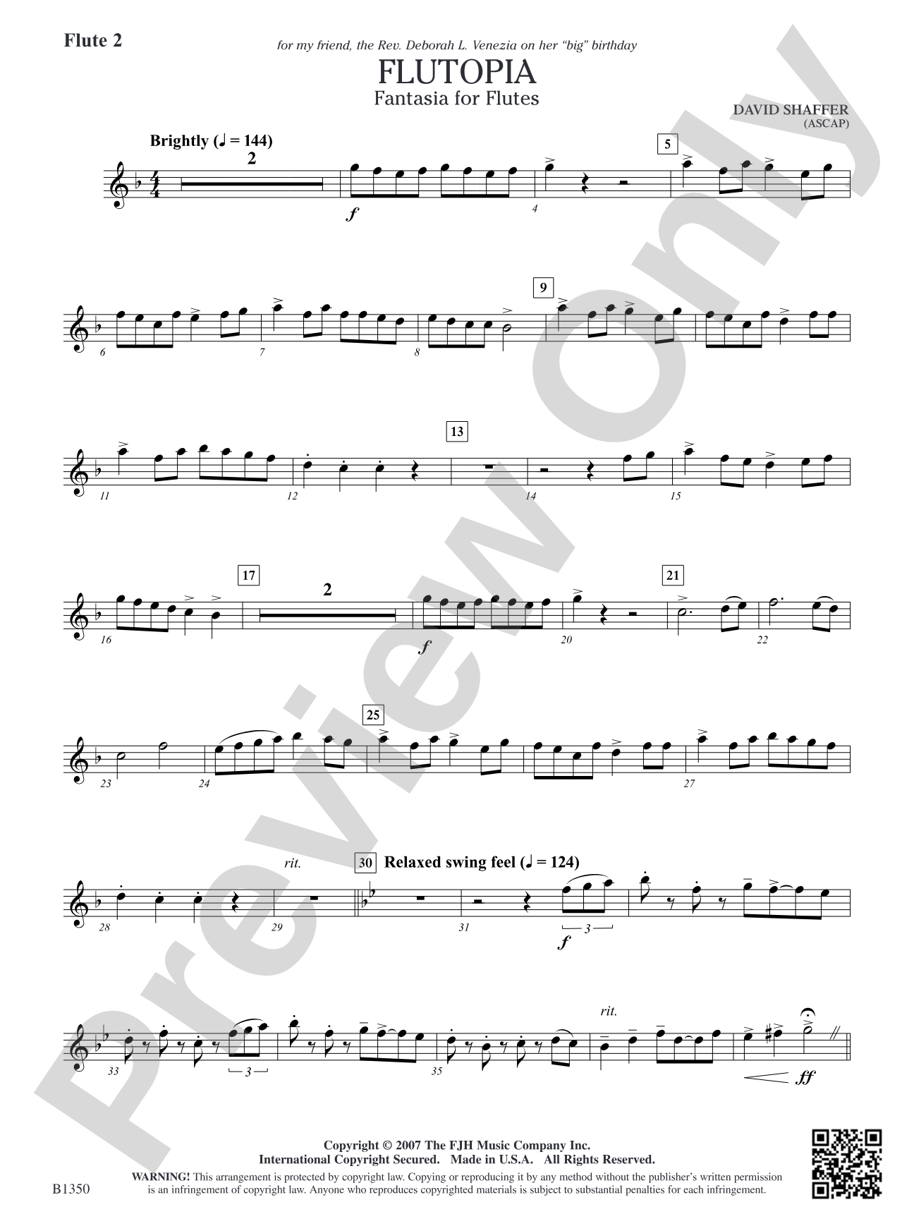 Flutopia (Fantasia for Flutes): Flute 2 (Opt.)