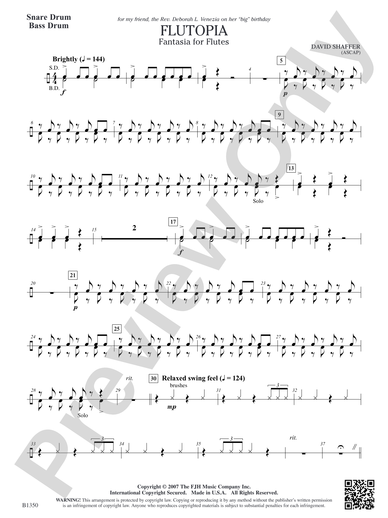 Flutopia (Fantasia for Flutes): Snare Drum