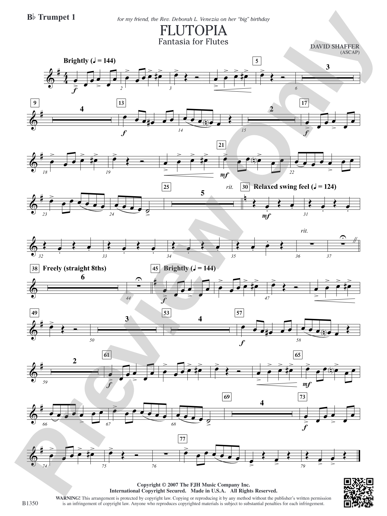 Flutopia (Fantasia for Flutes): B-flat Trumpet 1