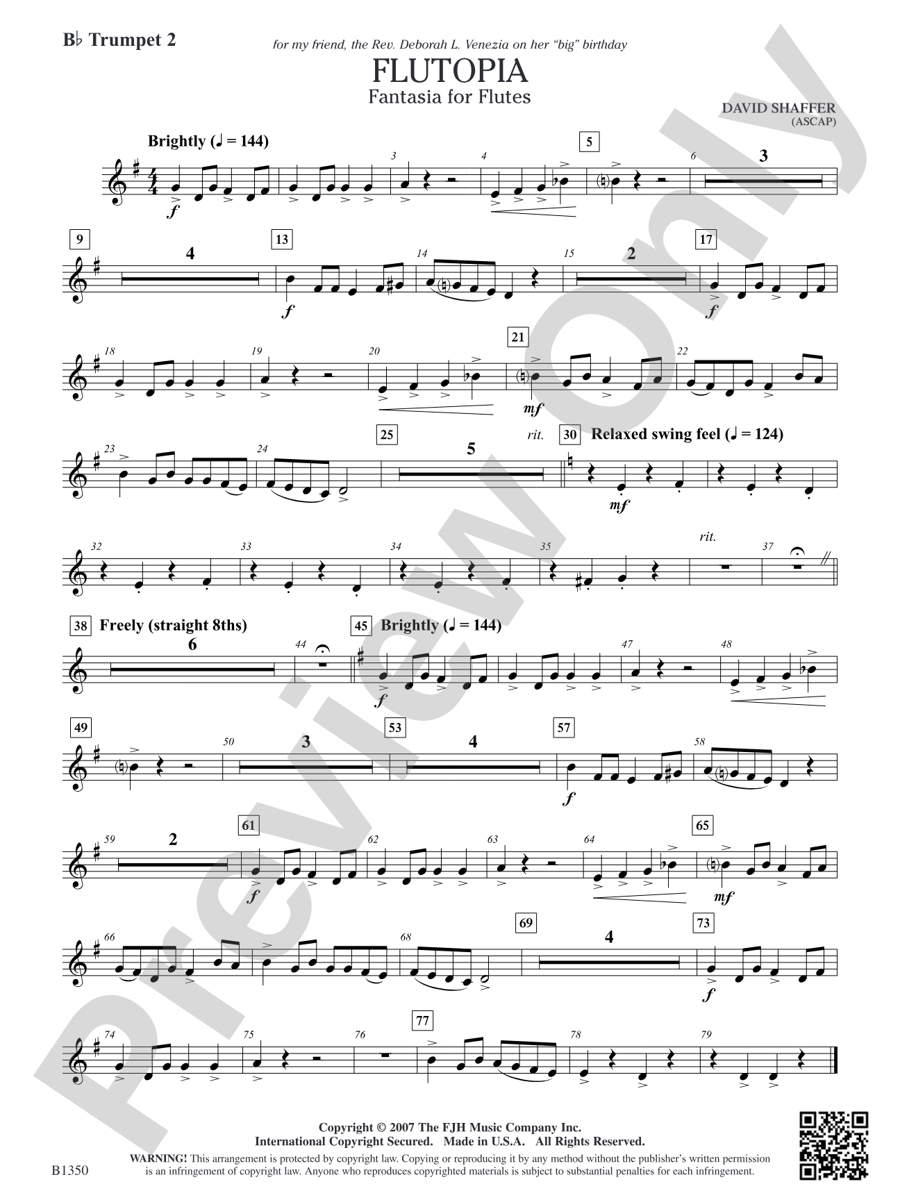 Flutopia (Fantasia for Flutes): B-flat Trumpet 2