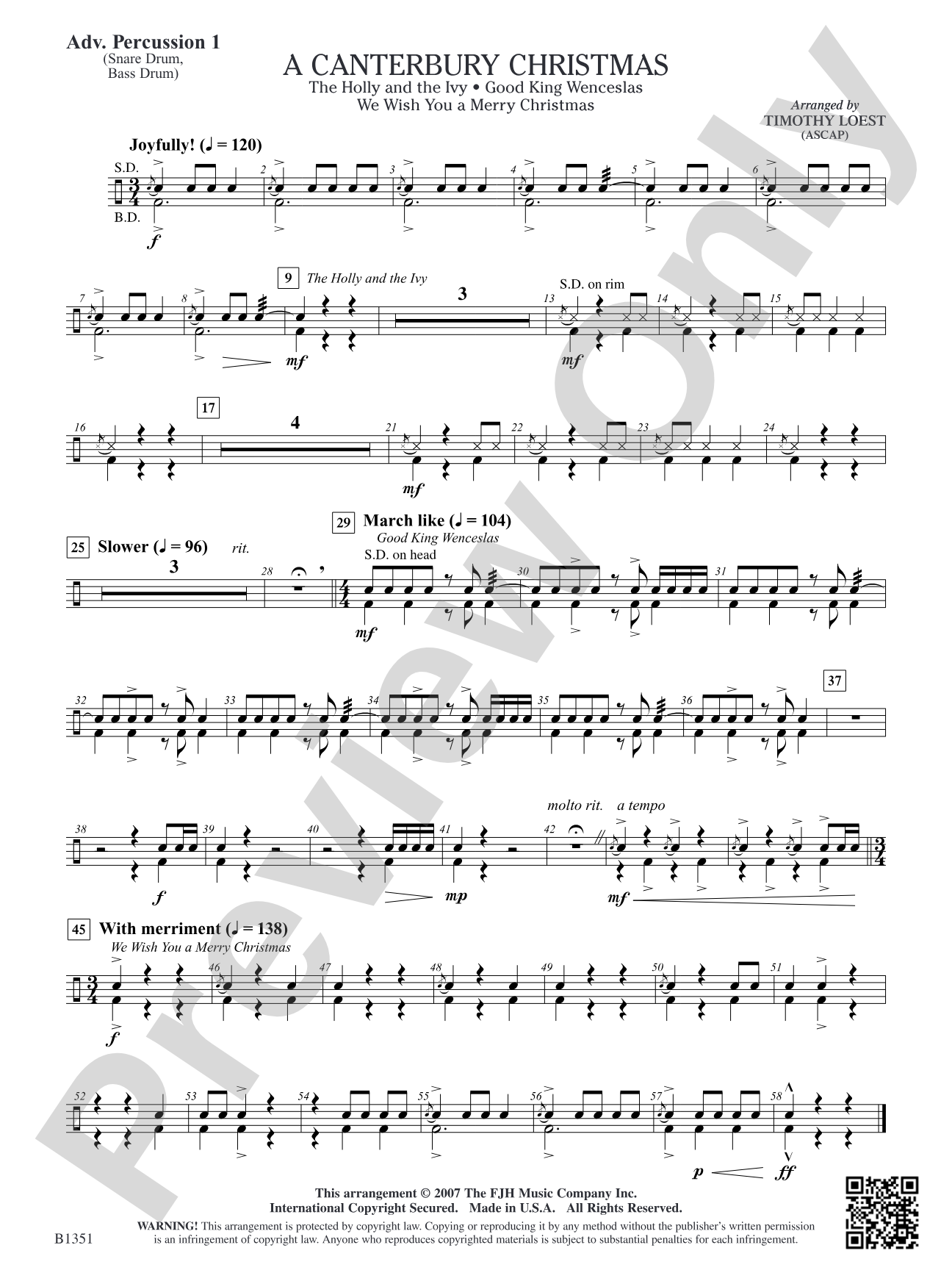 A Canterbury Christmas: Advanced Percussion 1