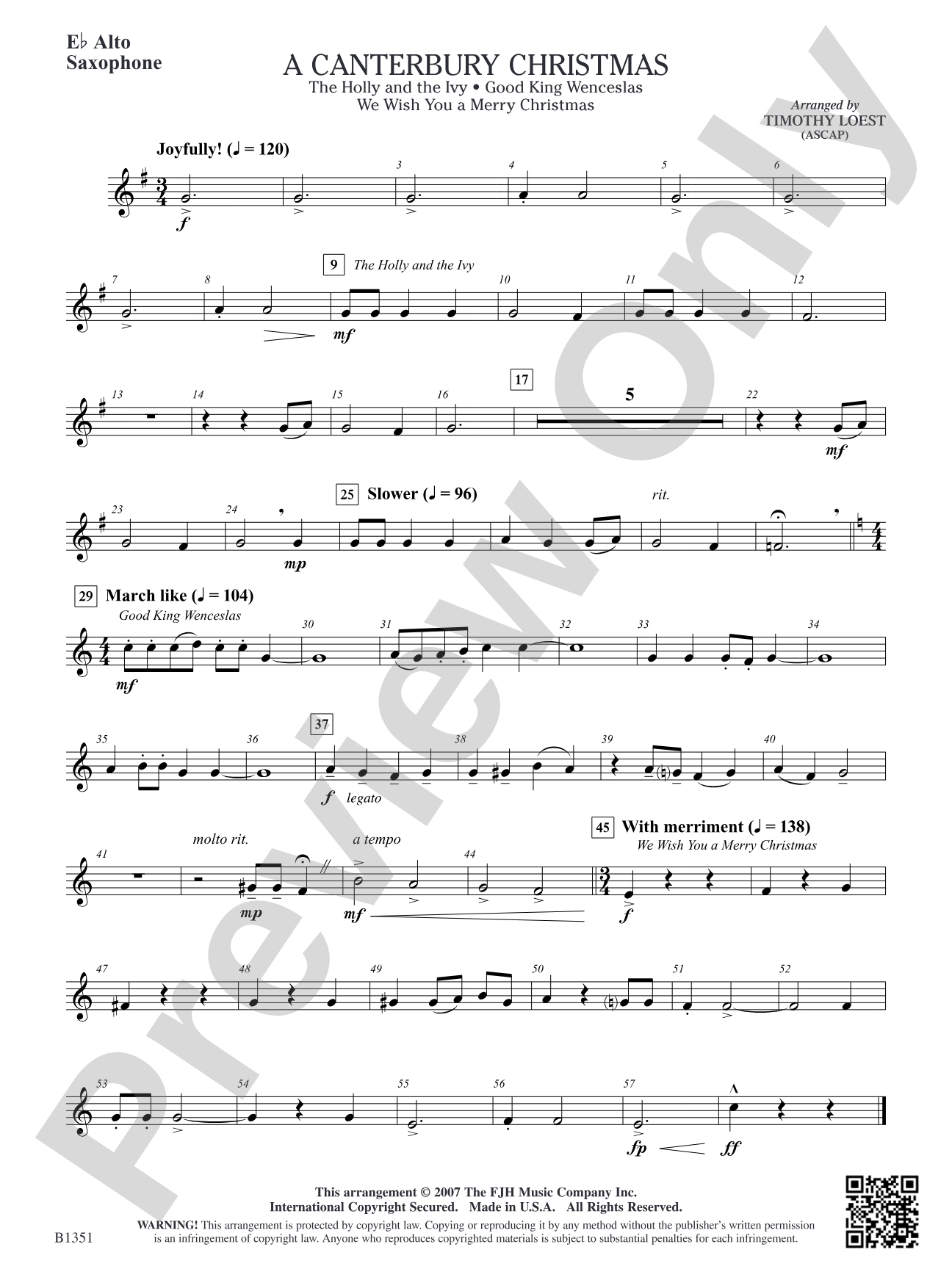 A Canterbury Christmas: E-flat Alto Saxophone